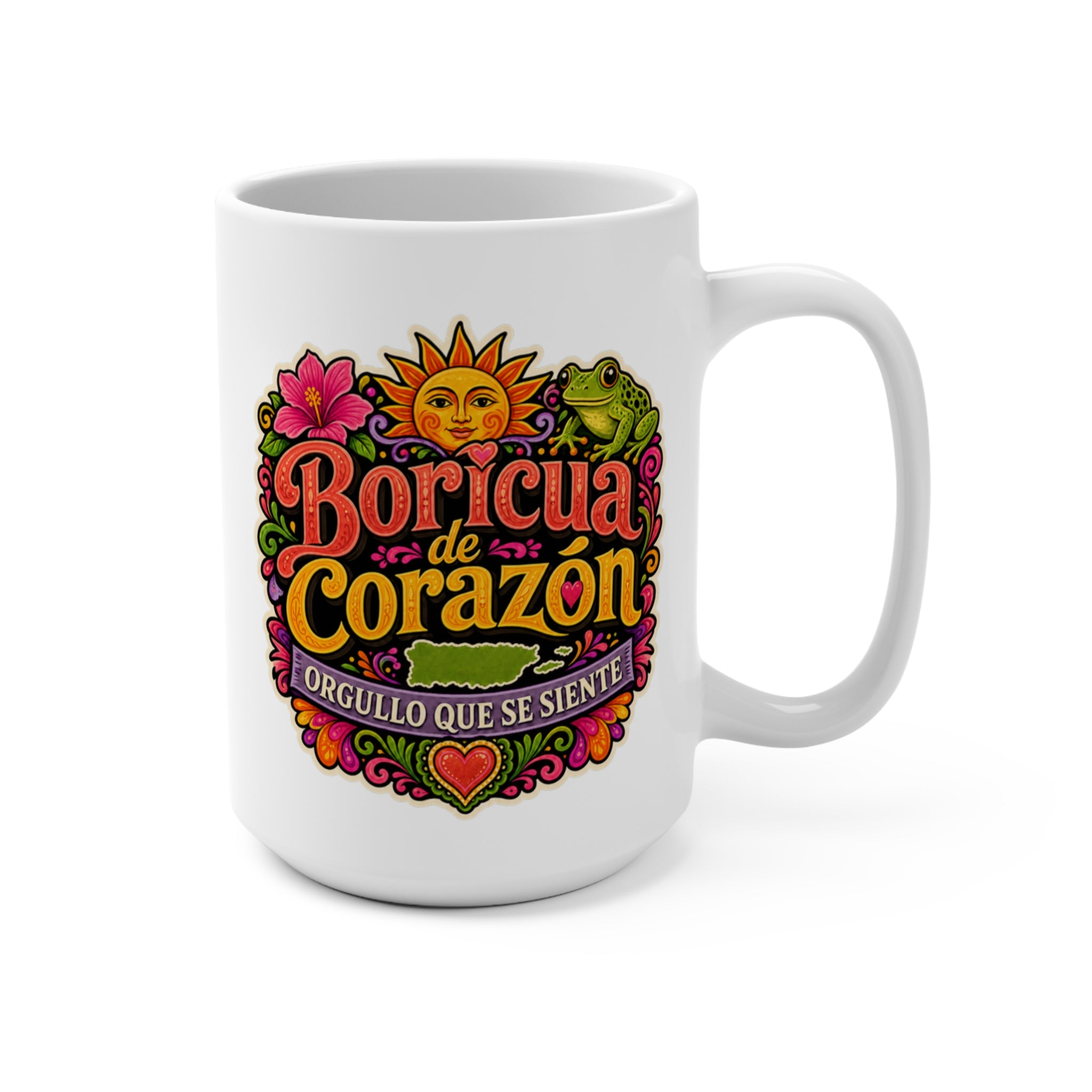 Boricua de Corazón Mug - Puerto Rican Pride Coffee Cup - Boricua Heritage Gift for Puerto Ricans, Families and Culture Lovers
