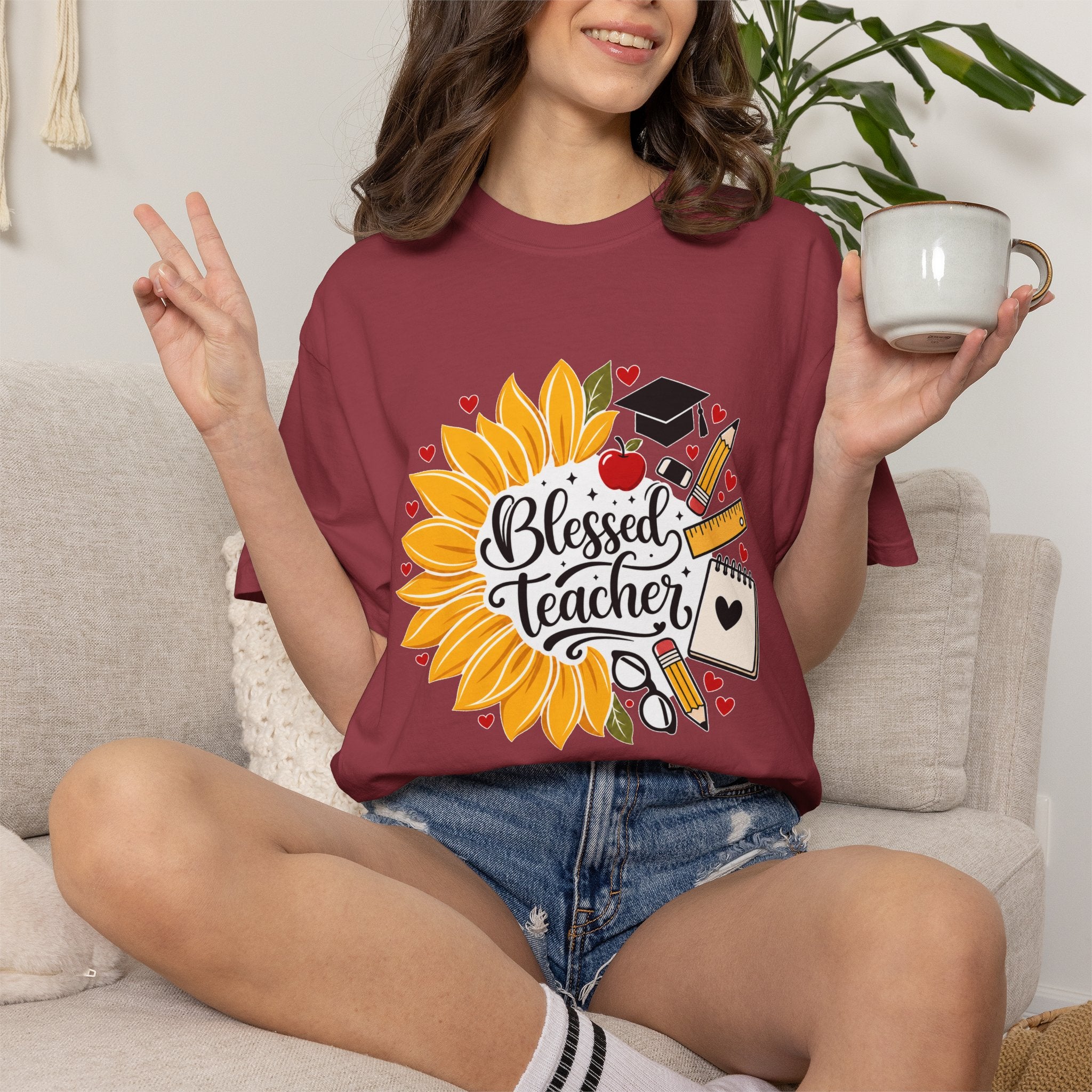 Blessed Teacher Heavyweight Tee 🌻📚✏️