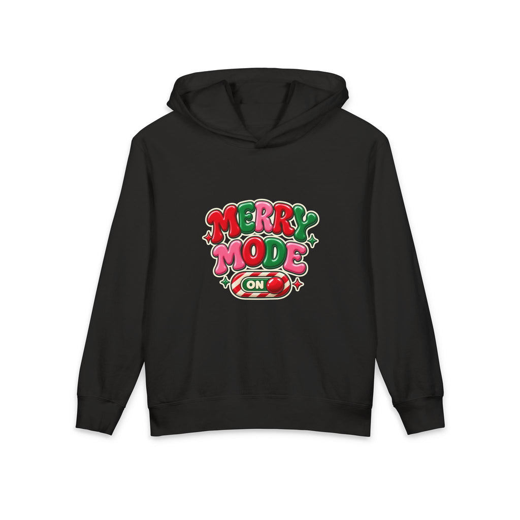 Merry Mode On Youth Hoodie — Cute Christmas Holiday Kids Sweatshirt