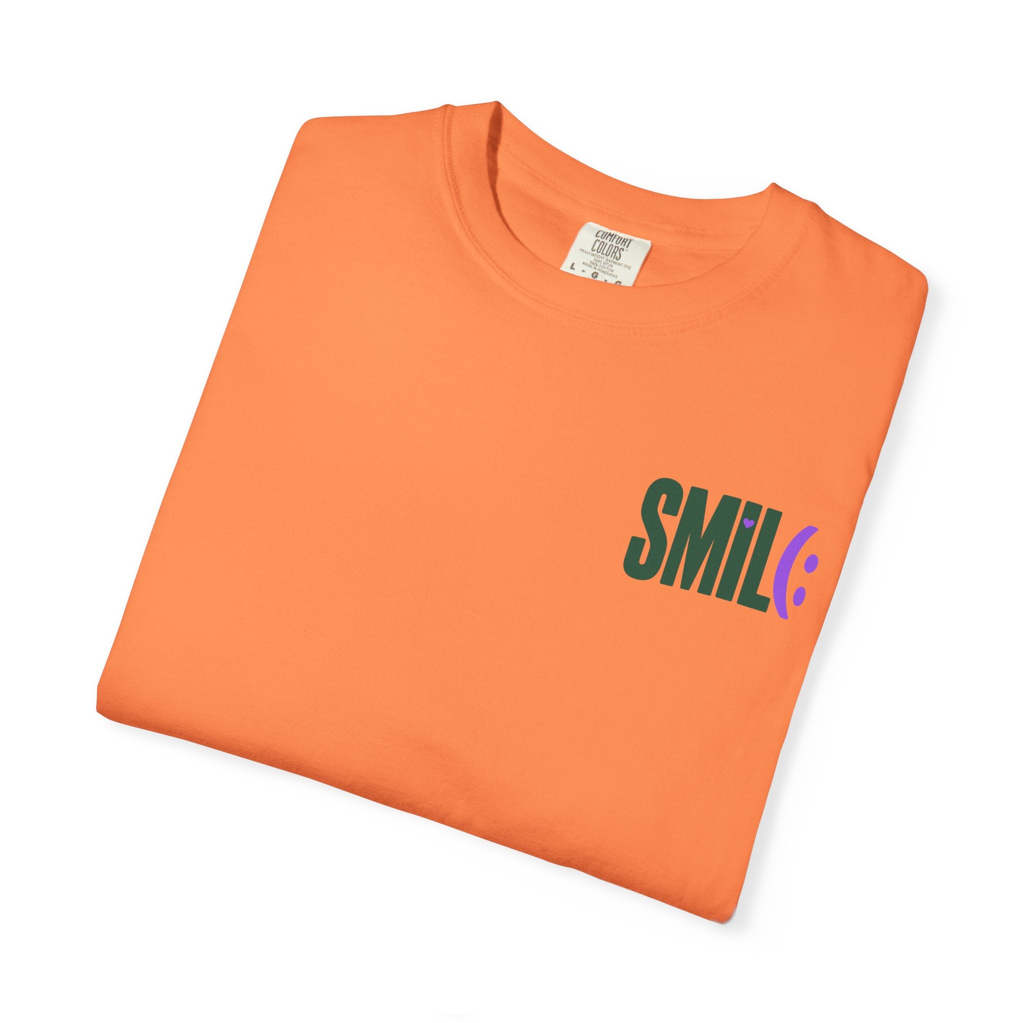 SMIL(: IT’S FREE. Green & Purple Front-and-Back Garment-Dyed Tee