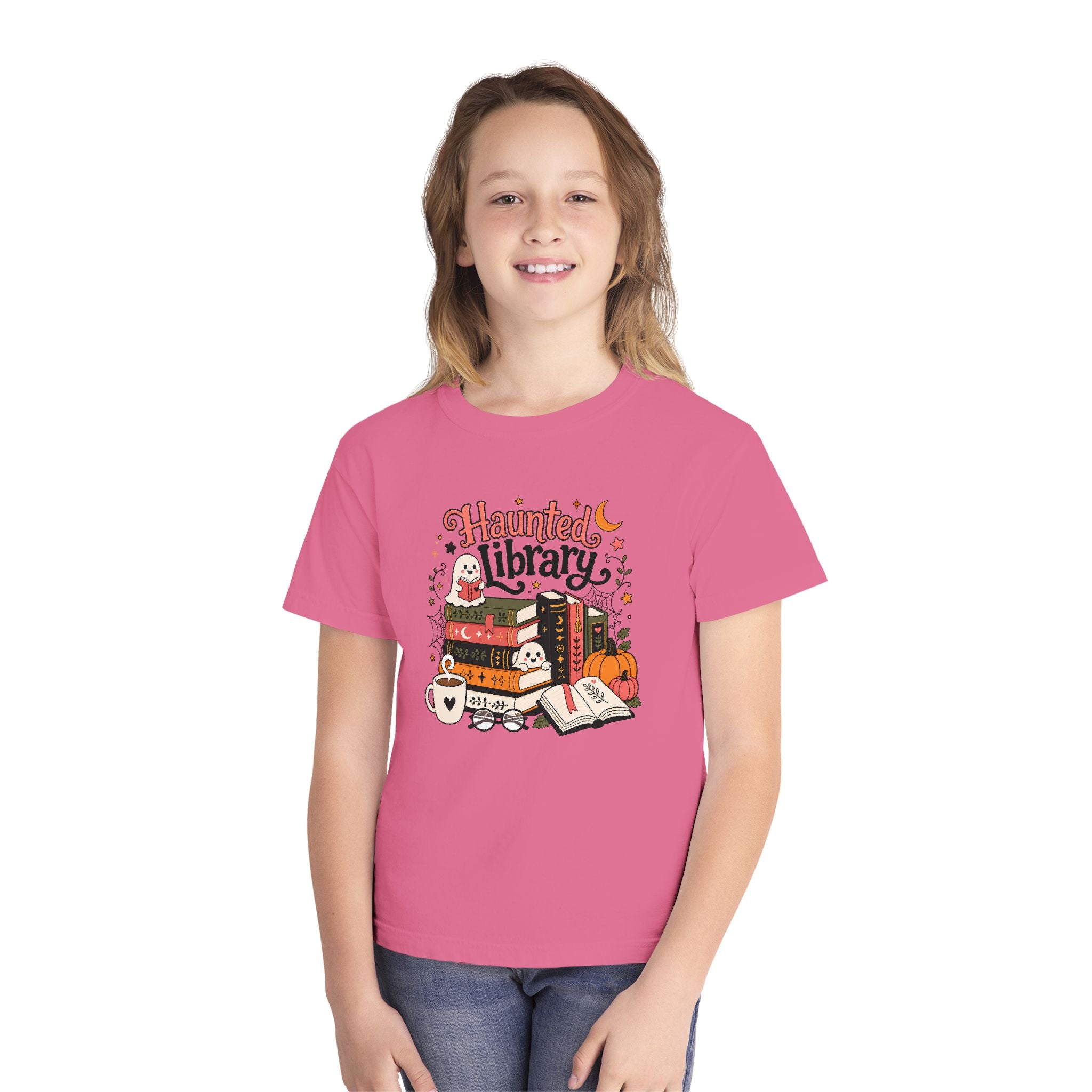 Haunted Library Youth Retro Tee 🎃📚