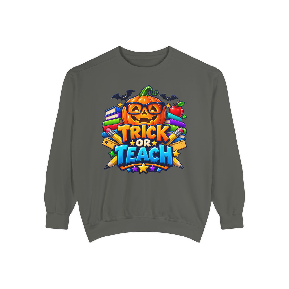 Trick or Teach Halloween Teacher Sweatshirt 🎃📚 | Pumpkin School Crewneck