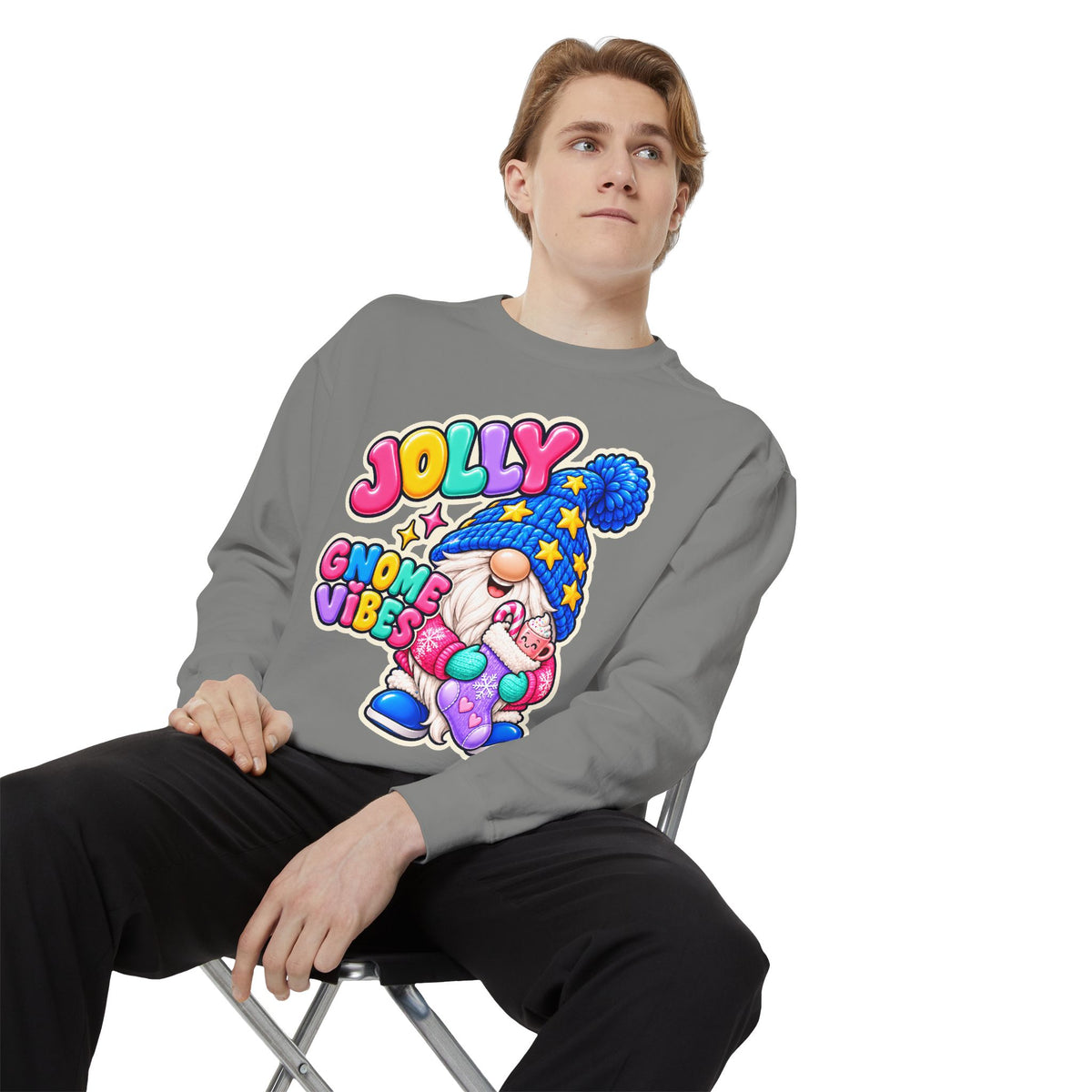 Jolly Gnome Vibes Christmas Sweatshirt