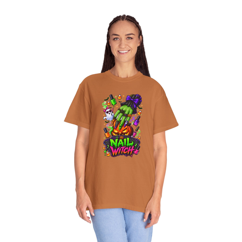 Nail Witch Halloween Tee – Adult Unisex Nail Tech & Beauty Salon Shirt