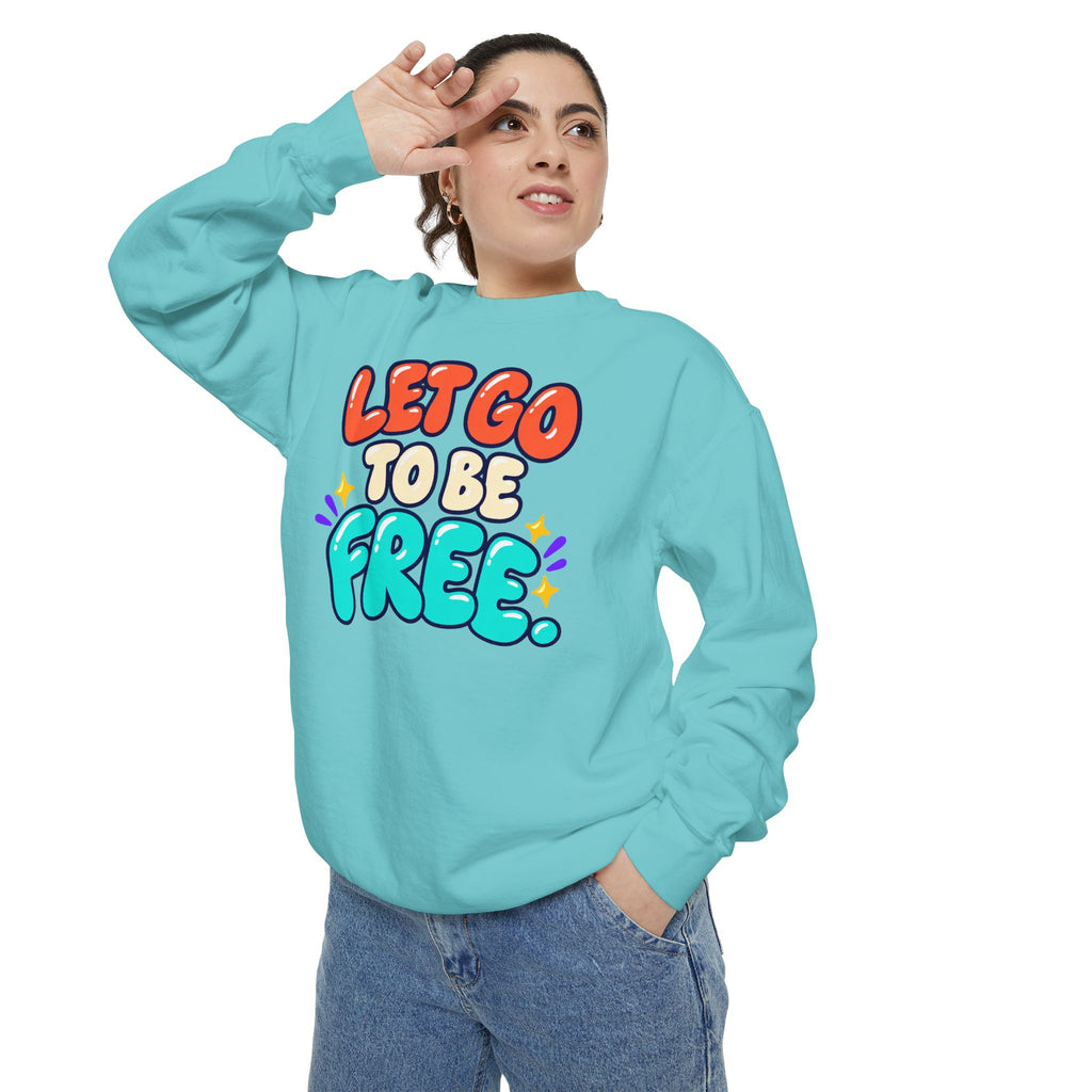Let Go to Be Free Relaxed-Fit Sweatshirt — Lavender & Gray