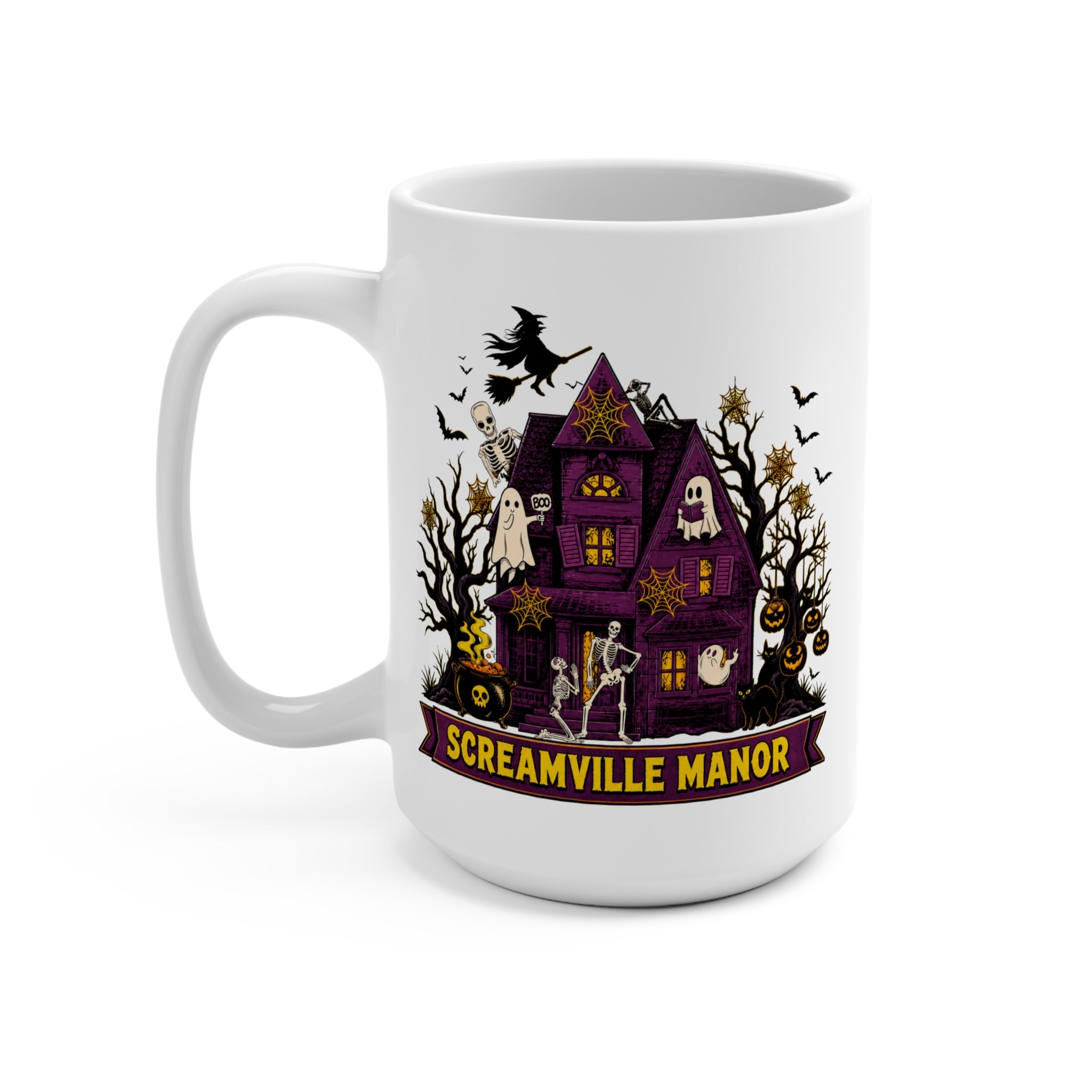 Screamville Manor Mug - Haunted House Halloween Coffee Cup - Spooky Gothic Ceramic Mug - Halloween Gift
