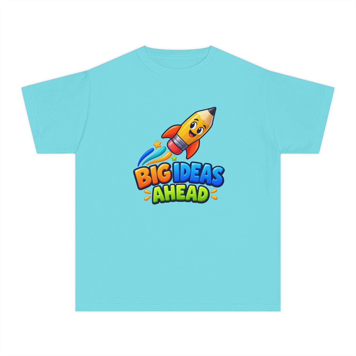 🚀 Big Ideas Ahead Rocket Pencil Kids Tee