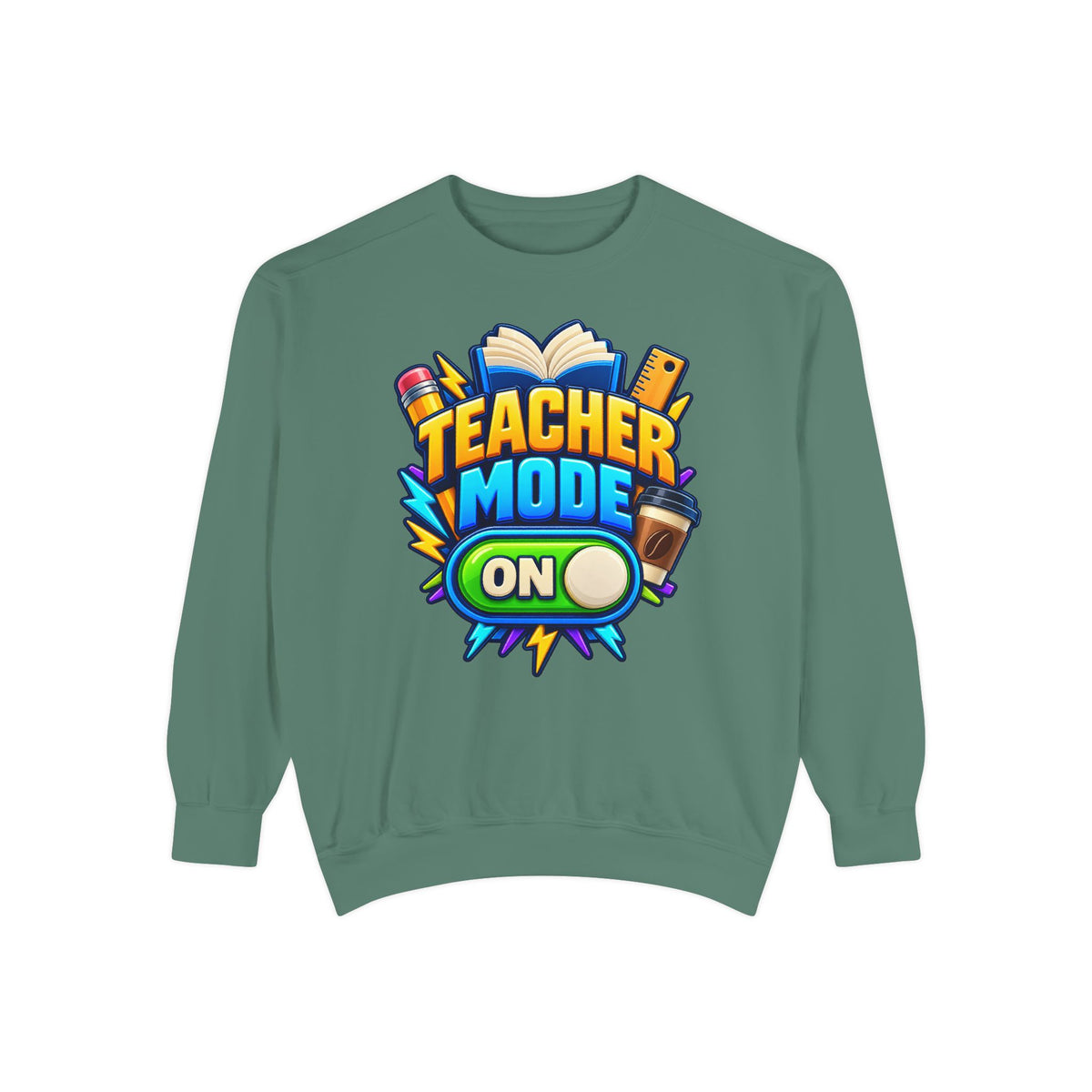 Teacher Mode On Sweatshirt 📚☕ | Funny Teacher Crewneck