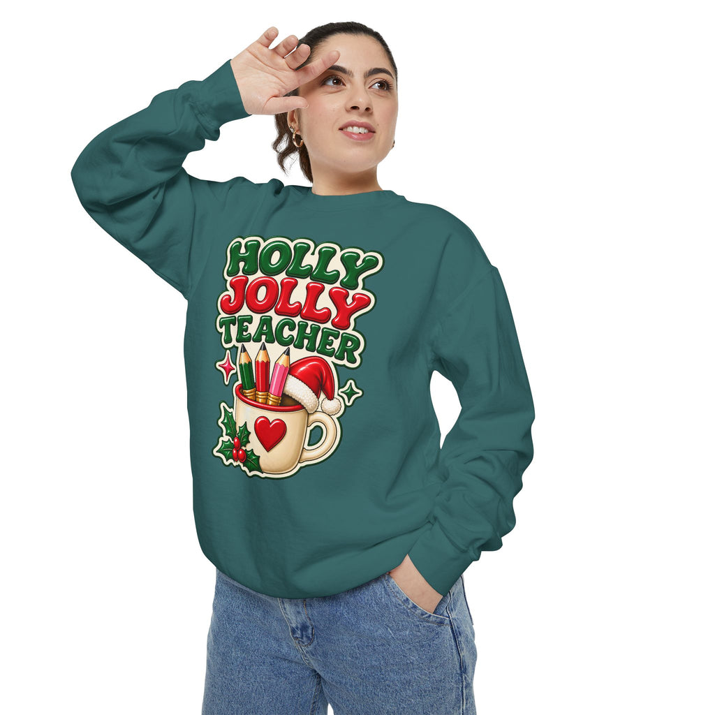 Holly Jolly Teacher Sweatshirt – Christmas Mug Holiday Teacher Gift