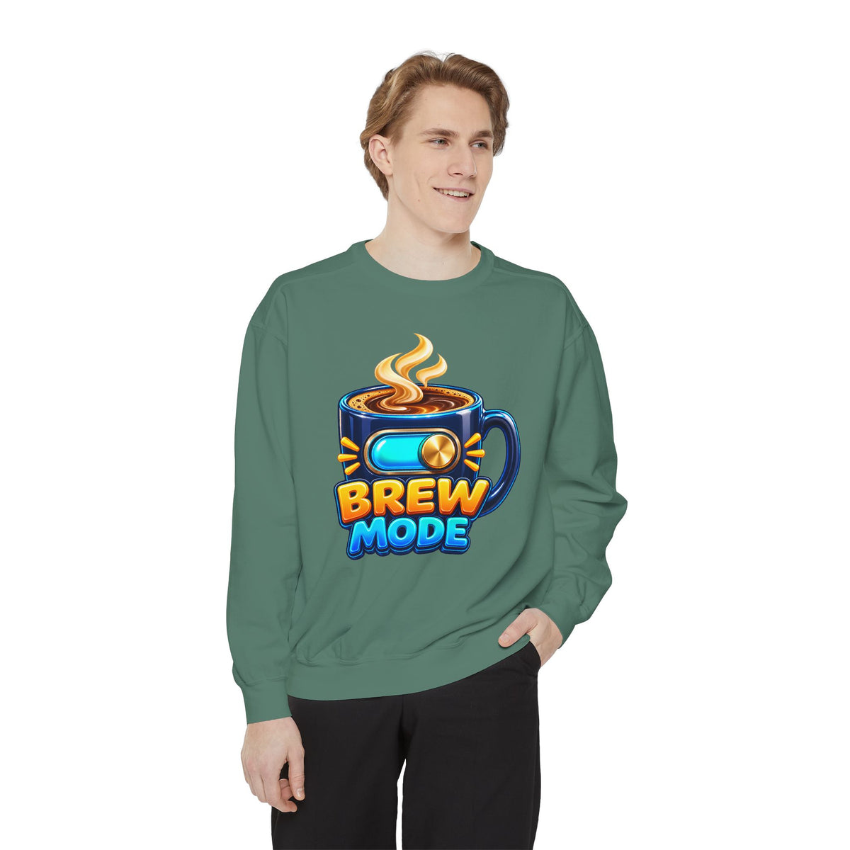 Brew Mode Coffee Lover Crewneck Sweatshirt ☕️ | Cozy Coffee Graphic Pullover