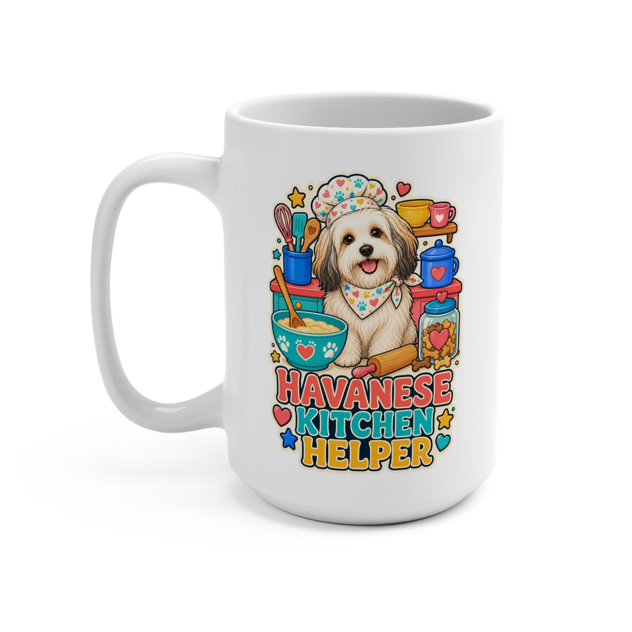Havanese Kitchen Helper Mug - Cute Cooking Dog Coffee Cup - Colorful Havanese Mom, Dad and Pet Lover Gift