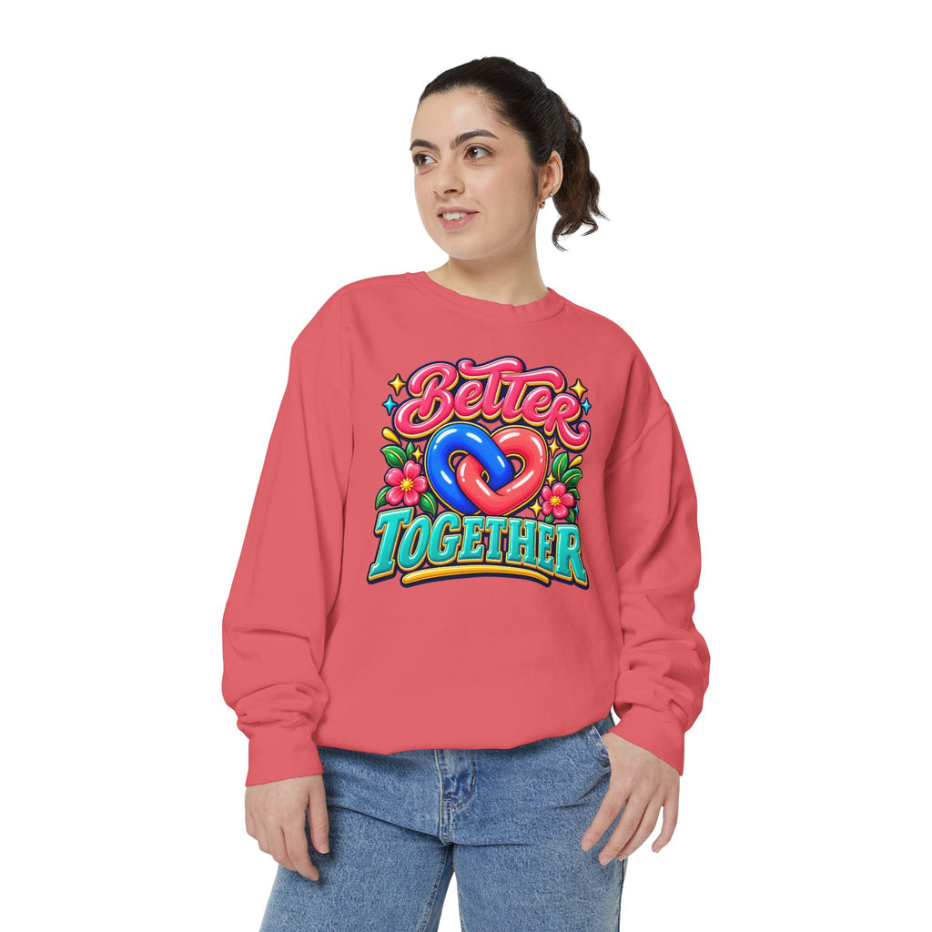Better Together Heart Sweatshirt — Yellow & Aqua