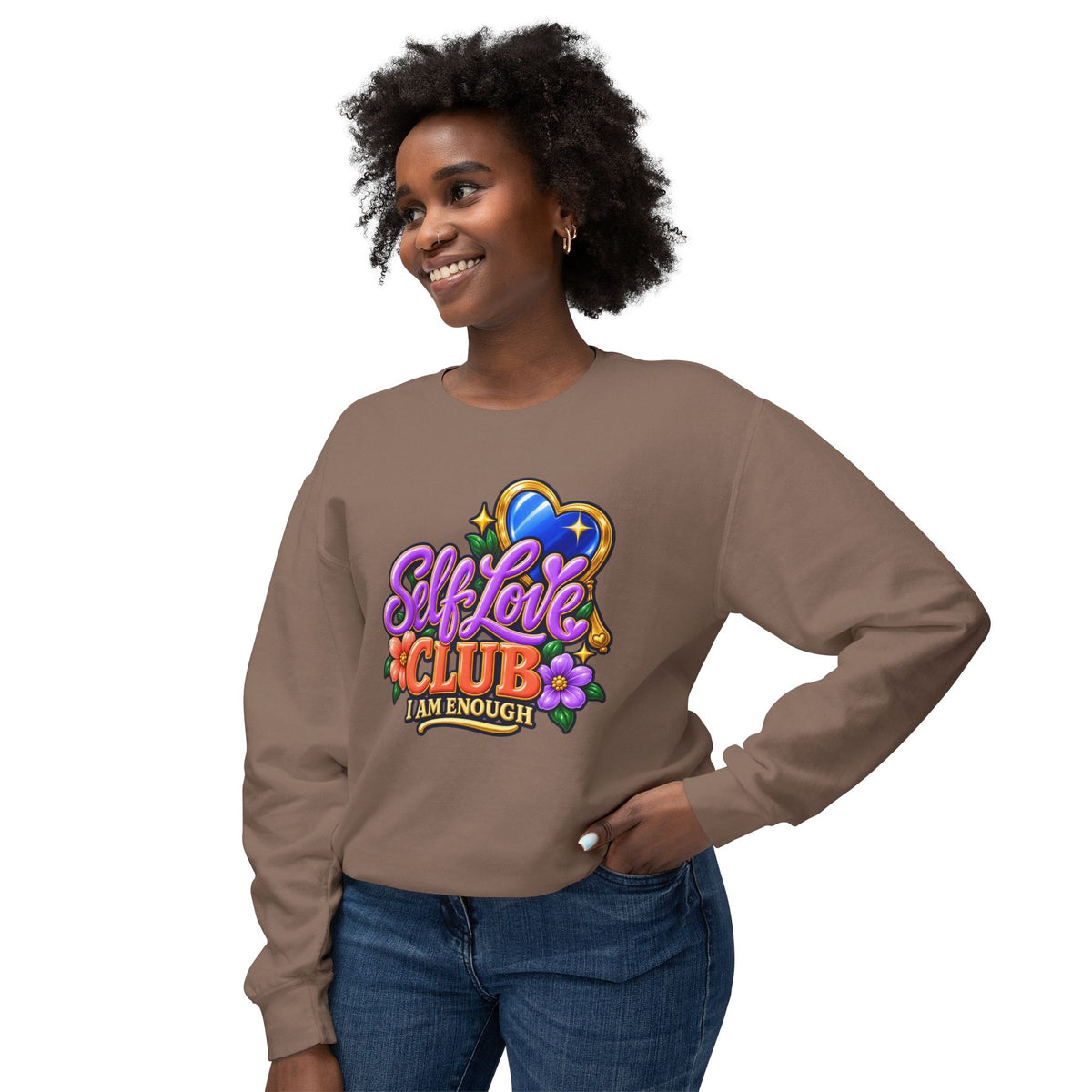 Self Love Club Sweatshirt — "I Am Enough" Graphic Crewneck 💙✨