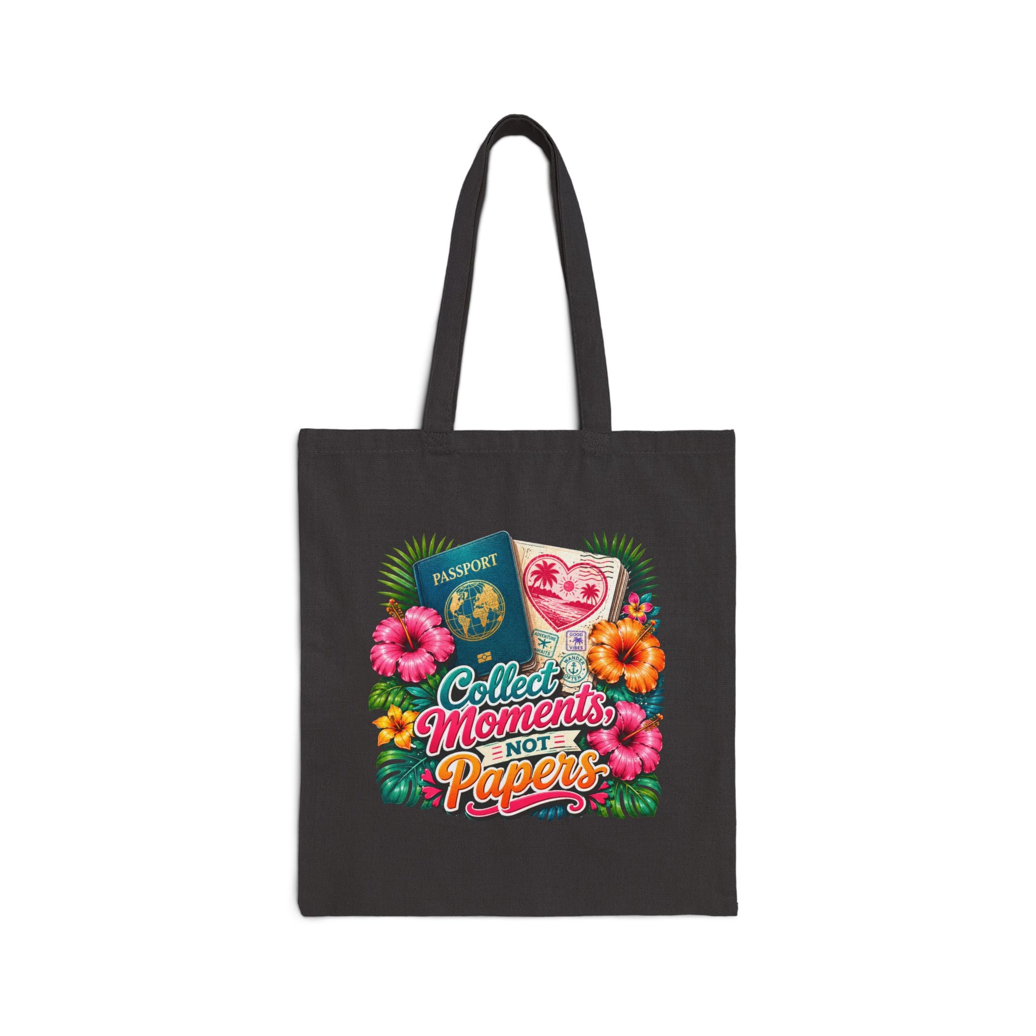 Collect Moments Not Papers - Tropical Travel Canvas Tote