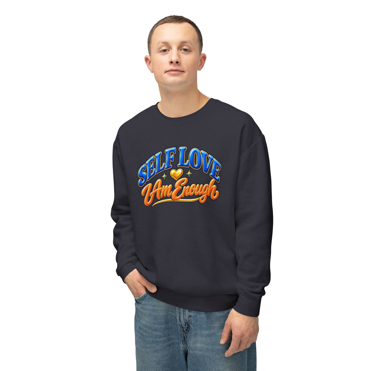 Self Love "I Am Enough" Crewneck Sweatshirt — Retro Positive Message Pullover