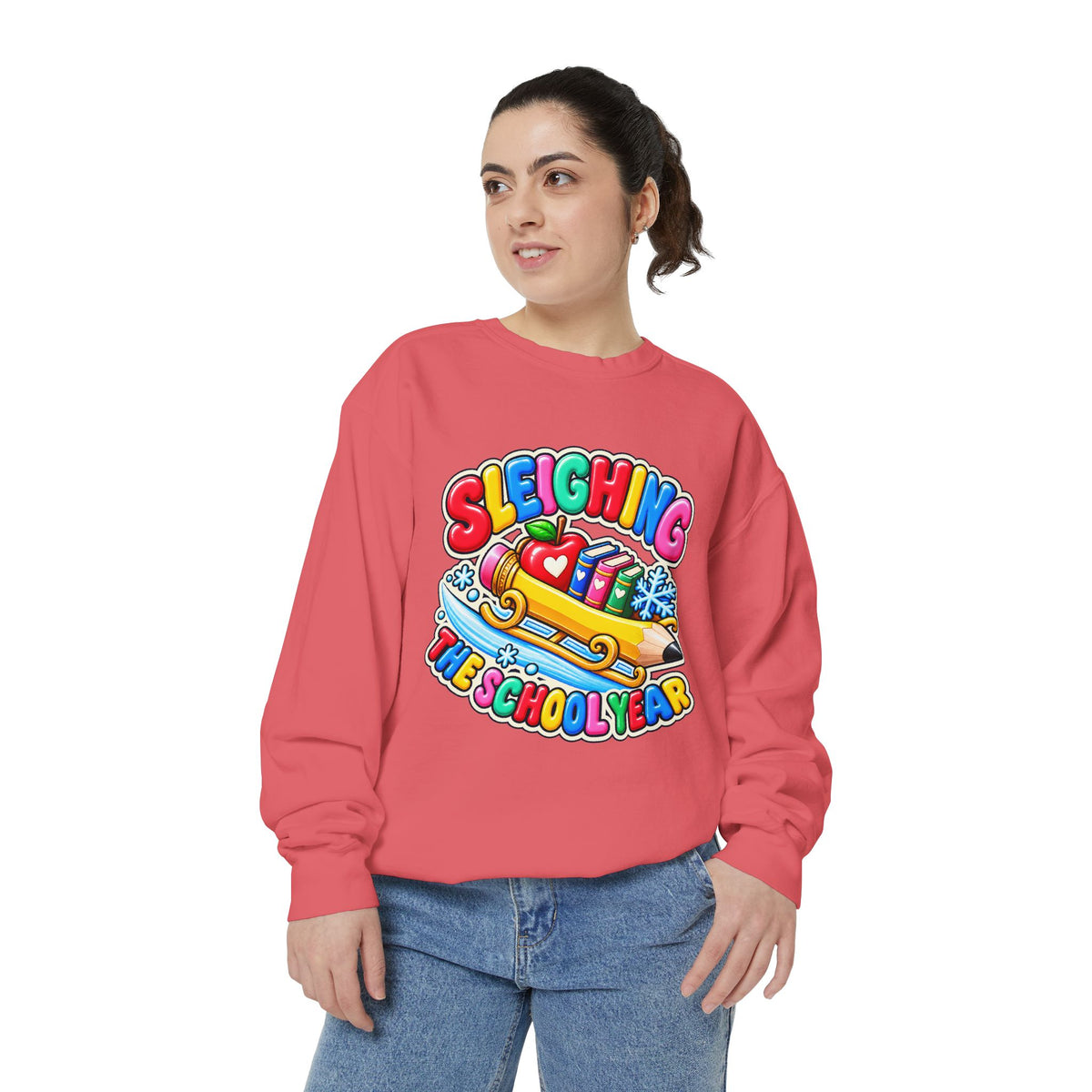 Sleighing the School Year Christmas Sweatshirt 📚🍎❄️