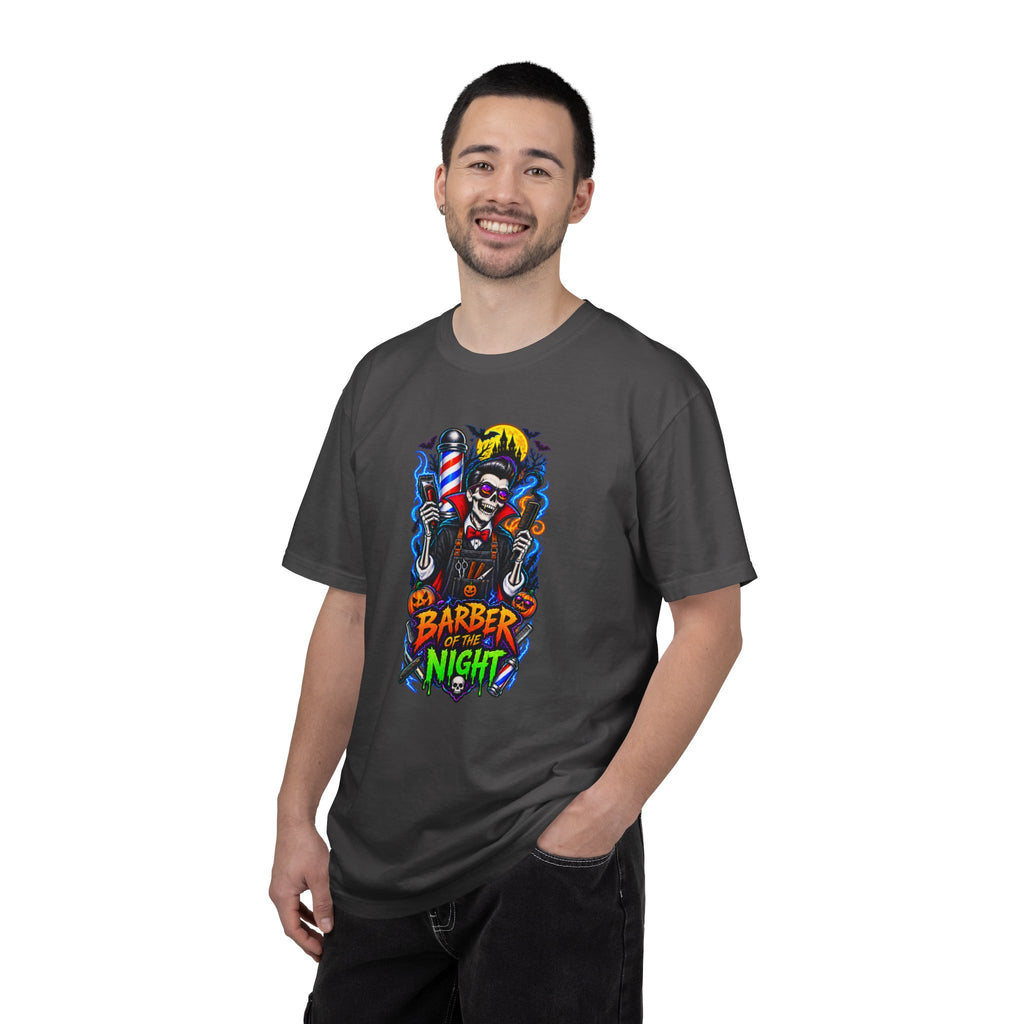 Barber of the Night Halloween Tee – Adult Unisex Barbershop Shirt