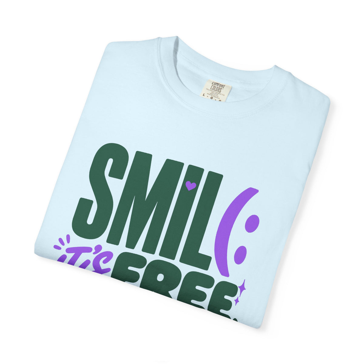 SMIL(: IT’S FREE. Forest Green & Purple Garment-Dyed Graphic Tee