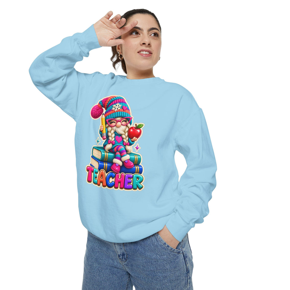 Teacher Gnome Book Lover Holiday Sweatshirt