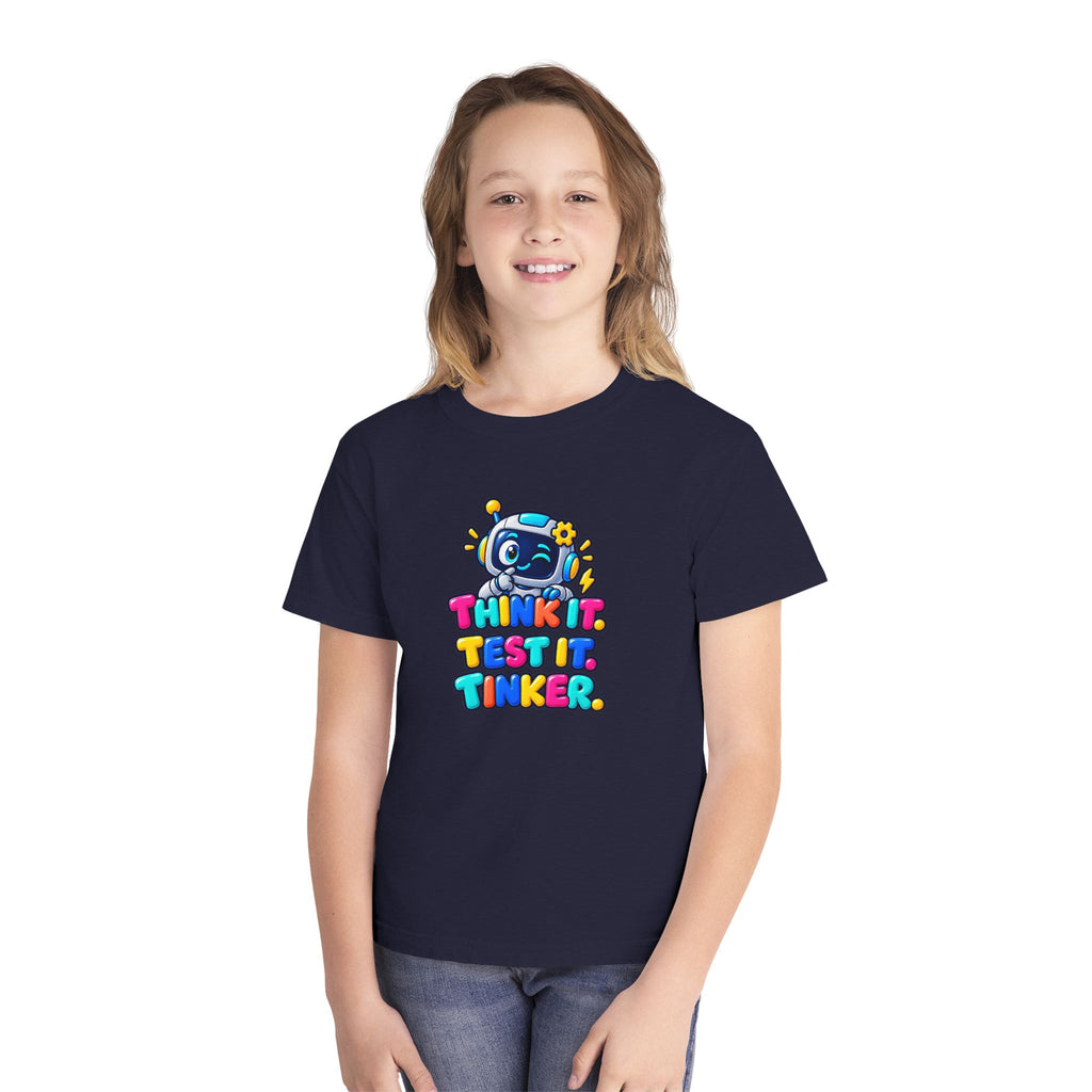 🤖 Think It. Test It. Tinker." Robot STEM Graphic Kids Tee
