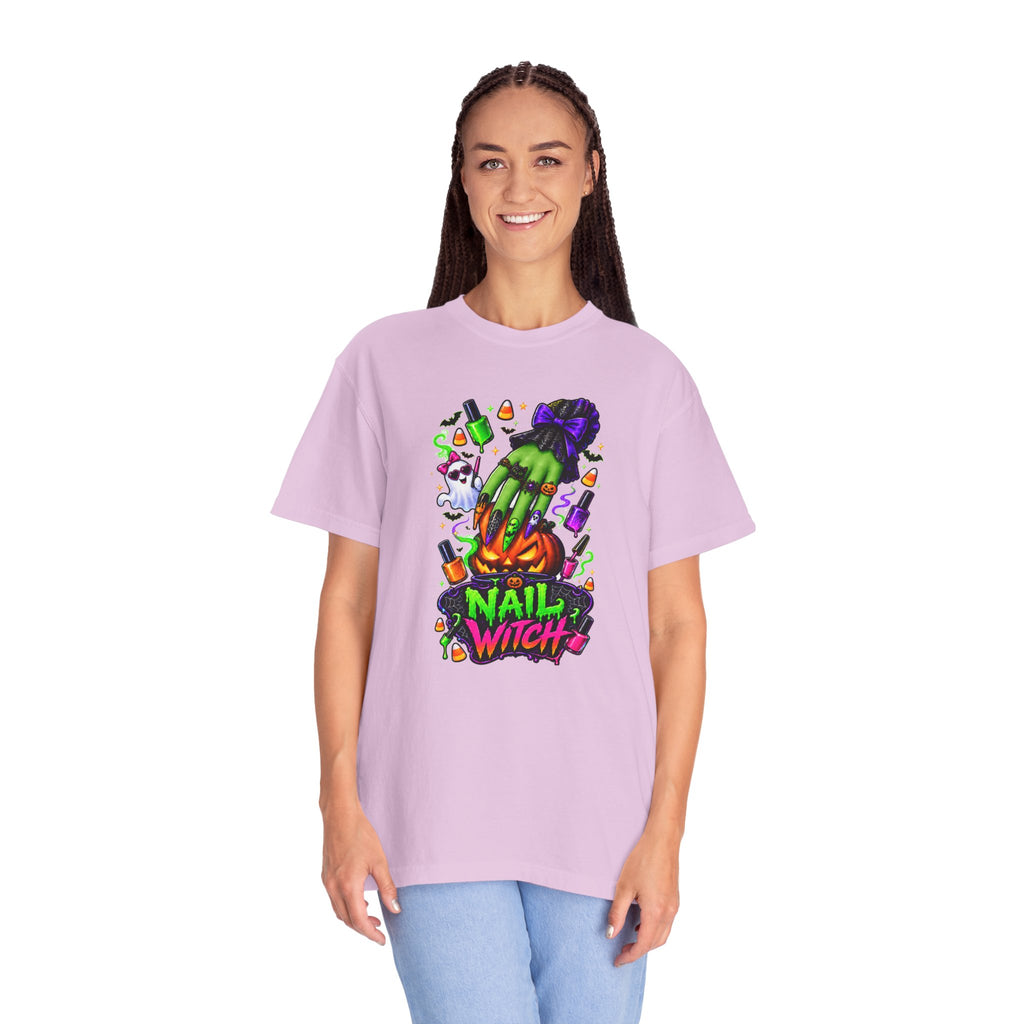 Nail Witch Halloween Tee – Adult Unisex Nail Tech & Beauty Salon Shirt