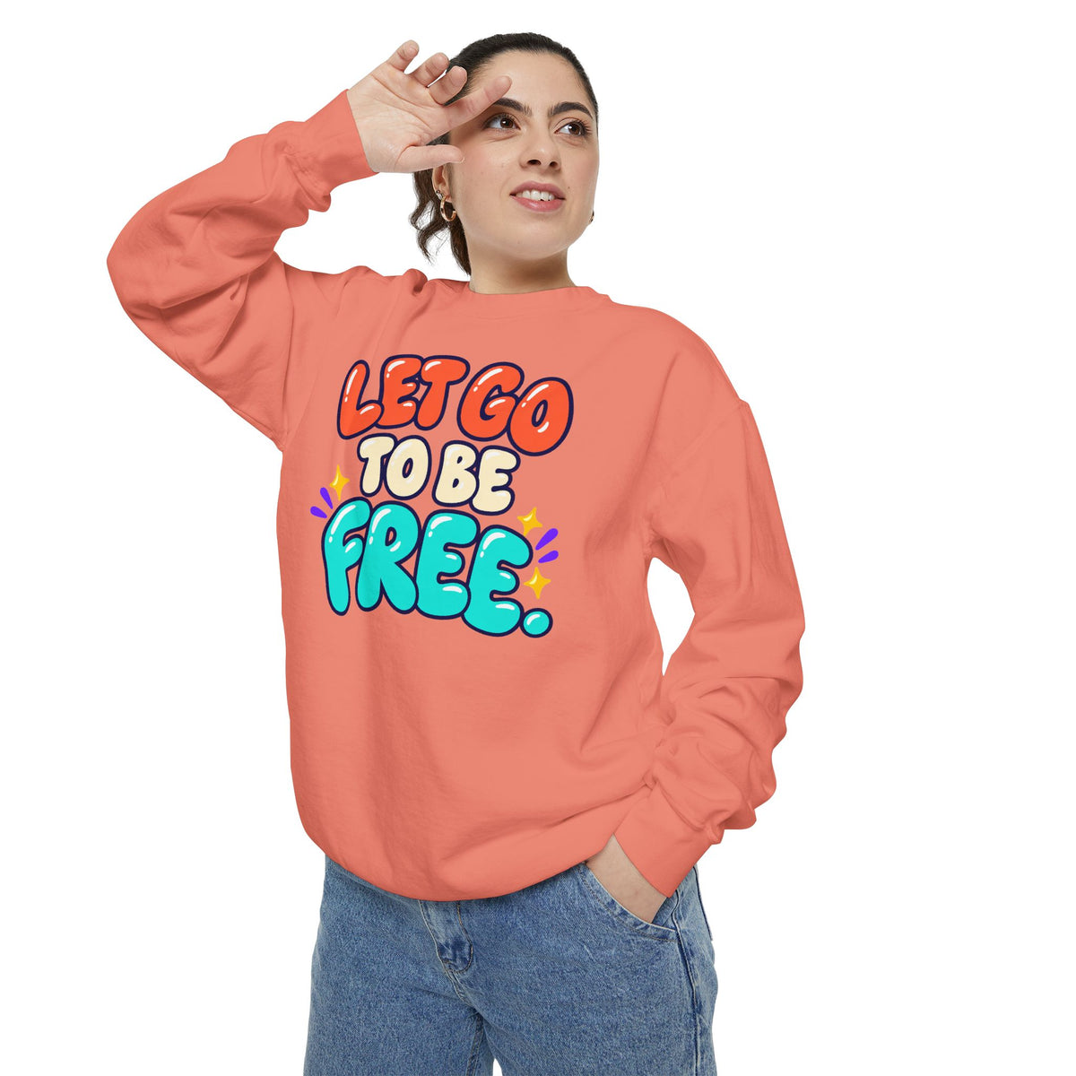 Let Go to Be Free Relaxed-Fit Sweatshirt — Lavender & Gray