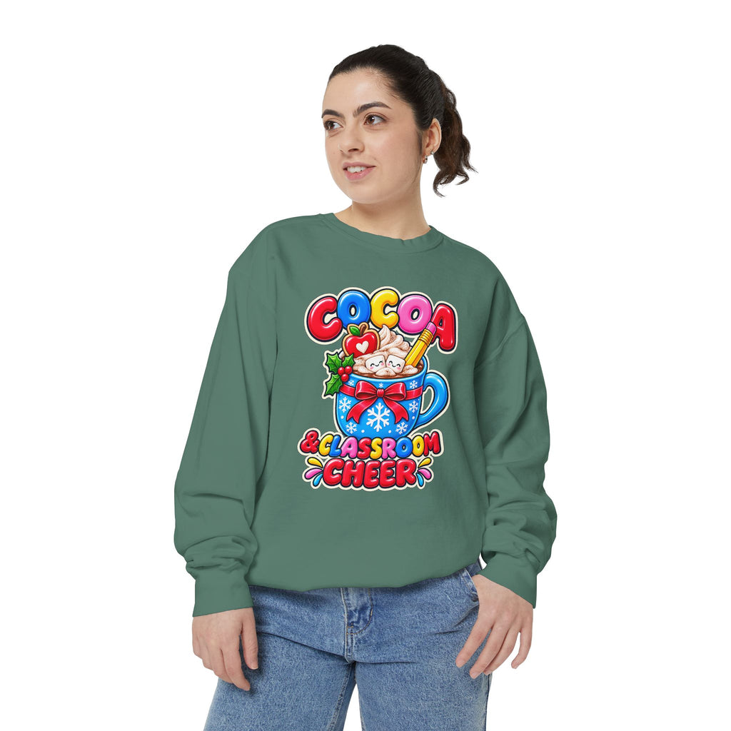 Cocoa and Classroom Cheer Christmas Sweatshirt ☕🍎❄️