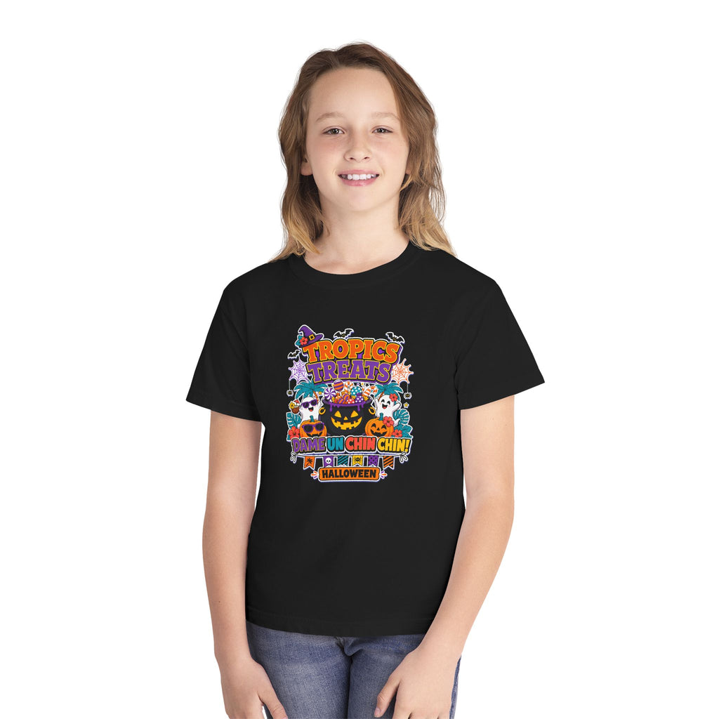 Tropics Treats Youth Halloween Retro Tee 🌴🎃