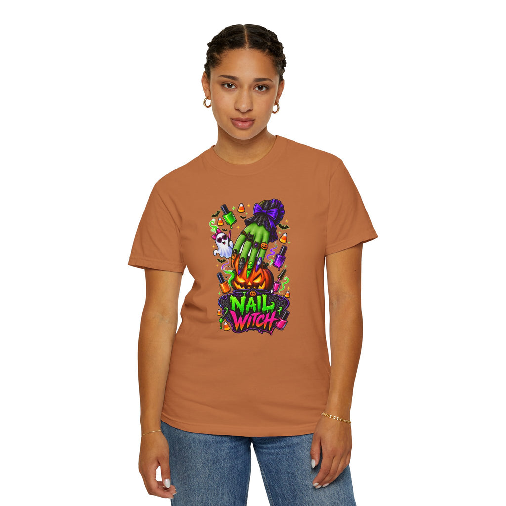Nail Witch Halloween Tee – Adult Unisex Nail Tech & Beauty Salon Shirt
