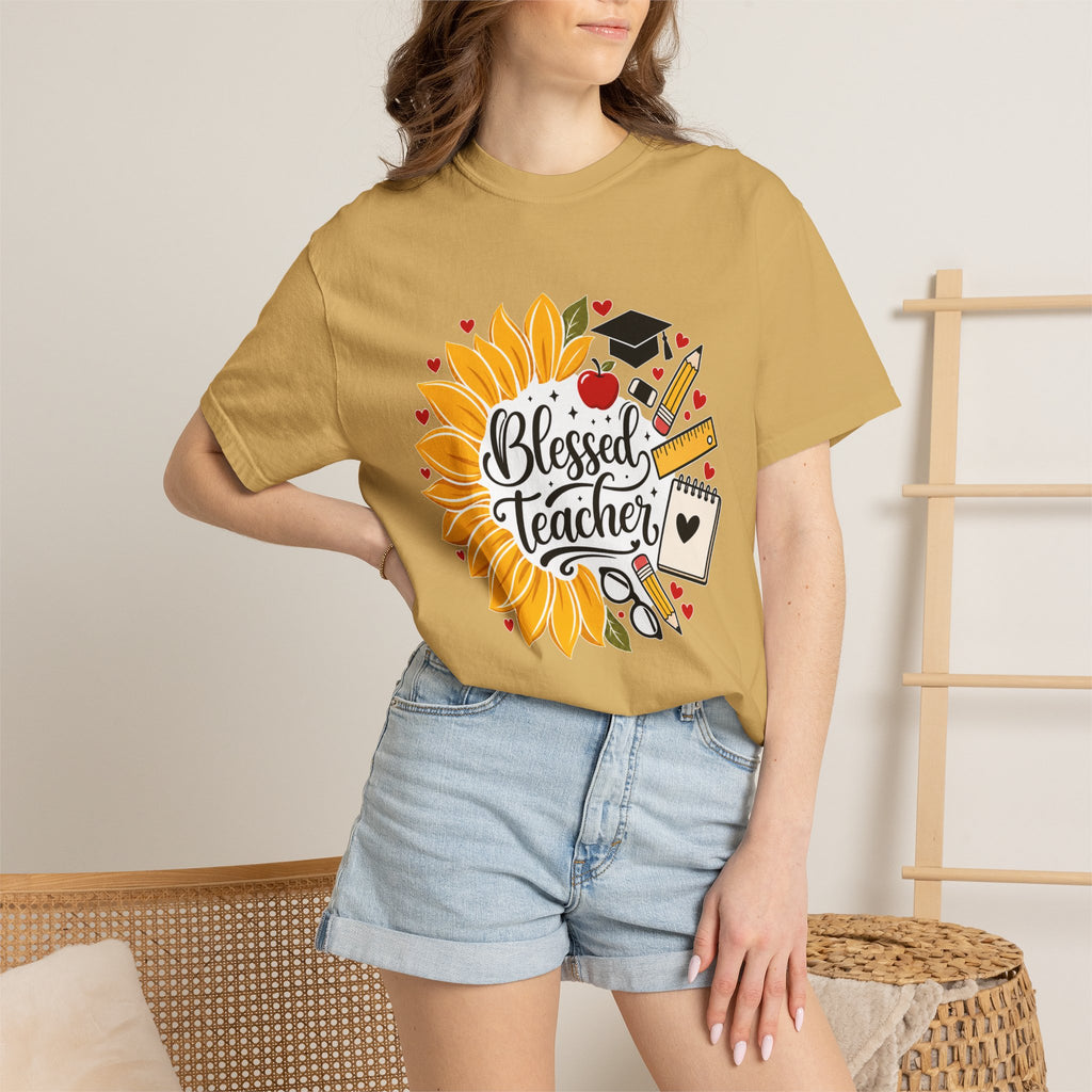 Blessed Teacher Heavyweight Tee 🌻📚✏️