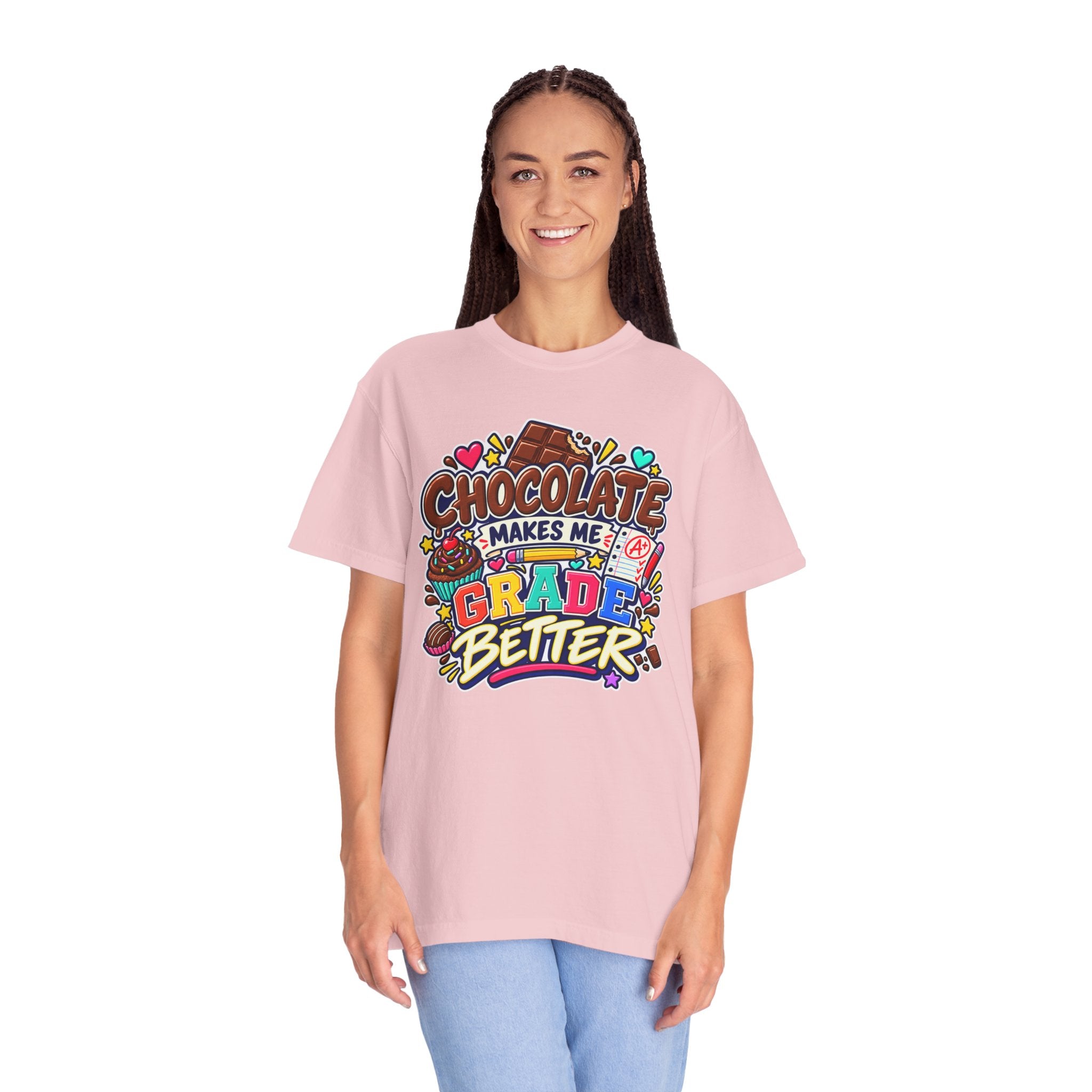 Chocolate Makes Me Grade Better Heavyweight Tee 🍫📚✏️