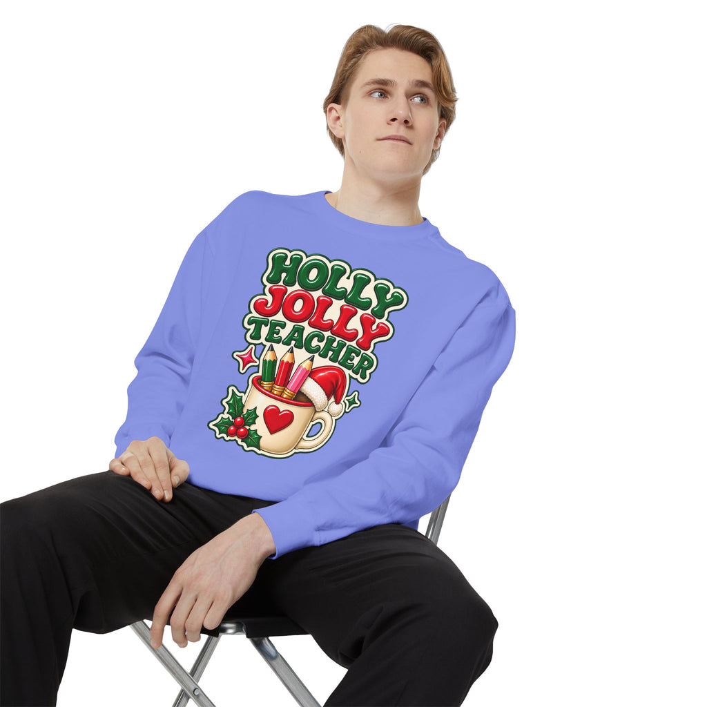Holly Jolly Teacher Sweatshirt – Christmas Mug Holiday Teacher Gift