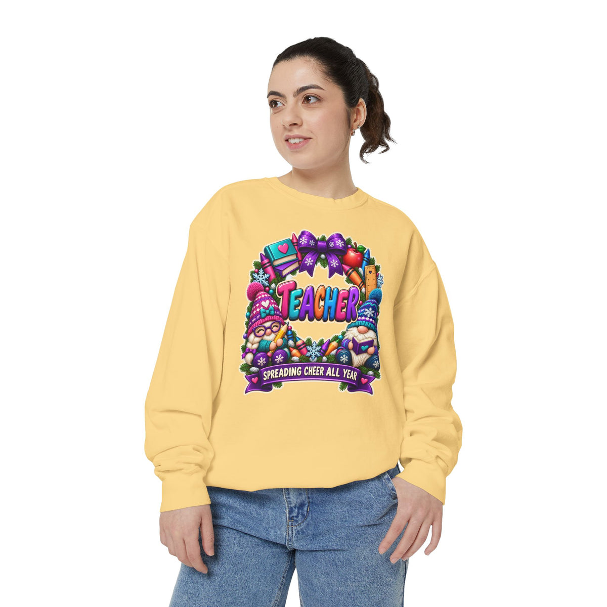 Teacher Spreading Gnomes Cheer All Year Christmas Sweatshirt