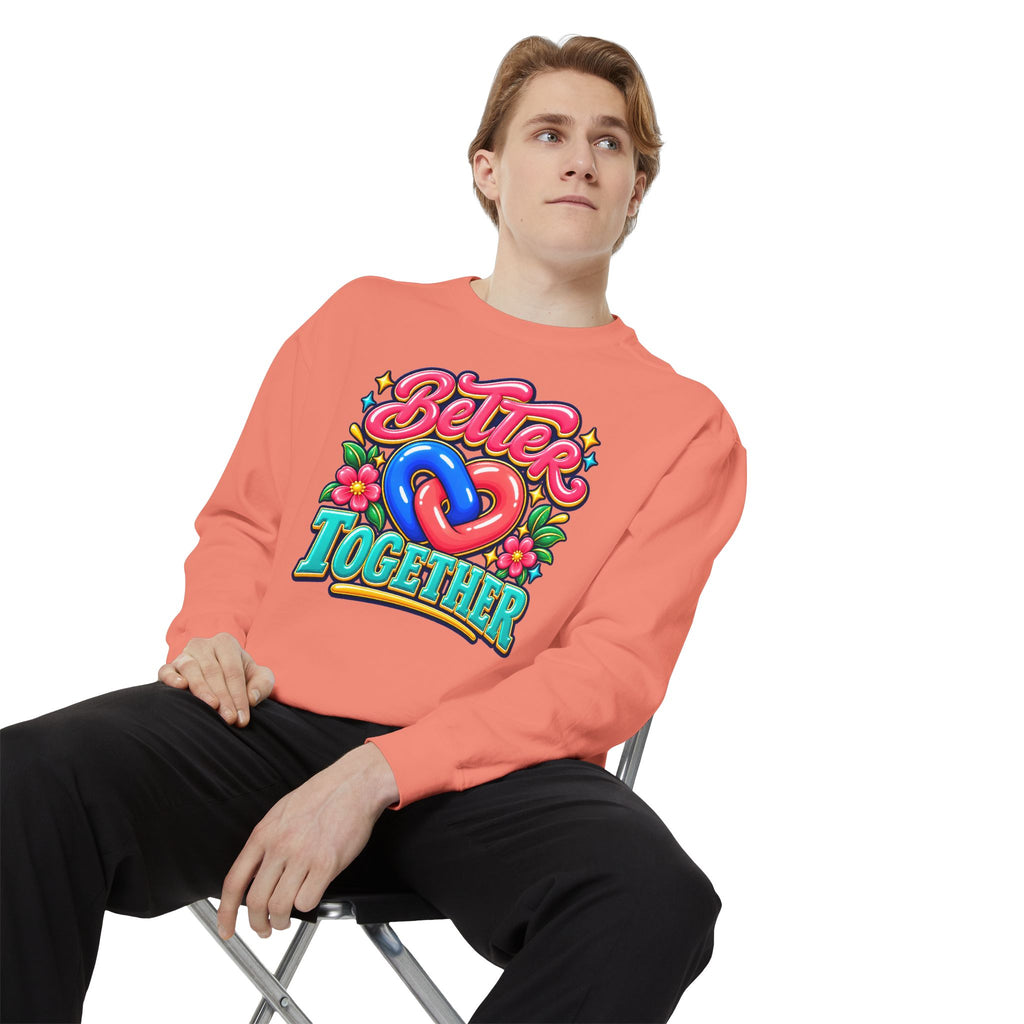Better Together Heart Sweatshirt — Yellow & Aqua
