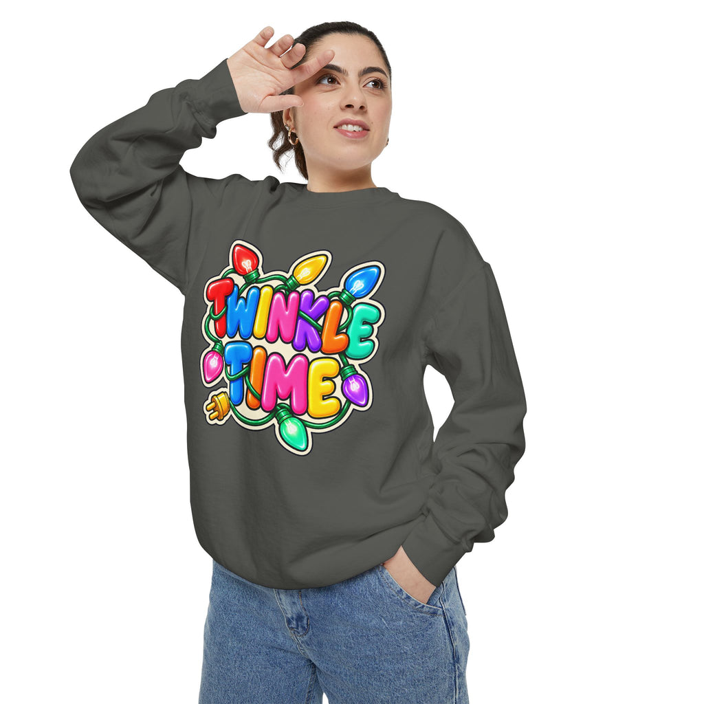 Twinkle Time Christmas - Colorful Holiday Light Graphic  Sweatshirt