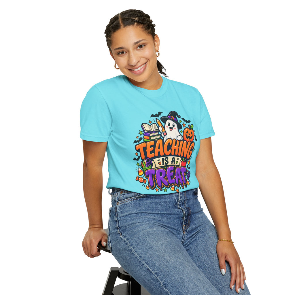Teaching Is a Treat Halloween T-Shirt — Cute Ghost & Pumpkin Teacher Tee