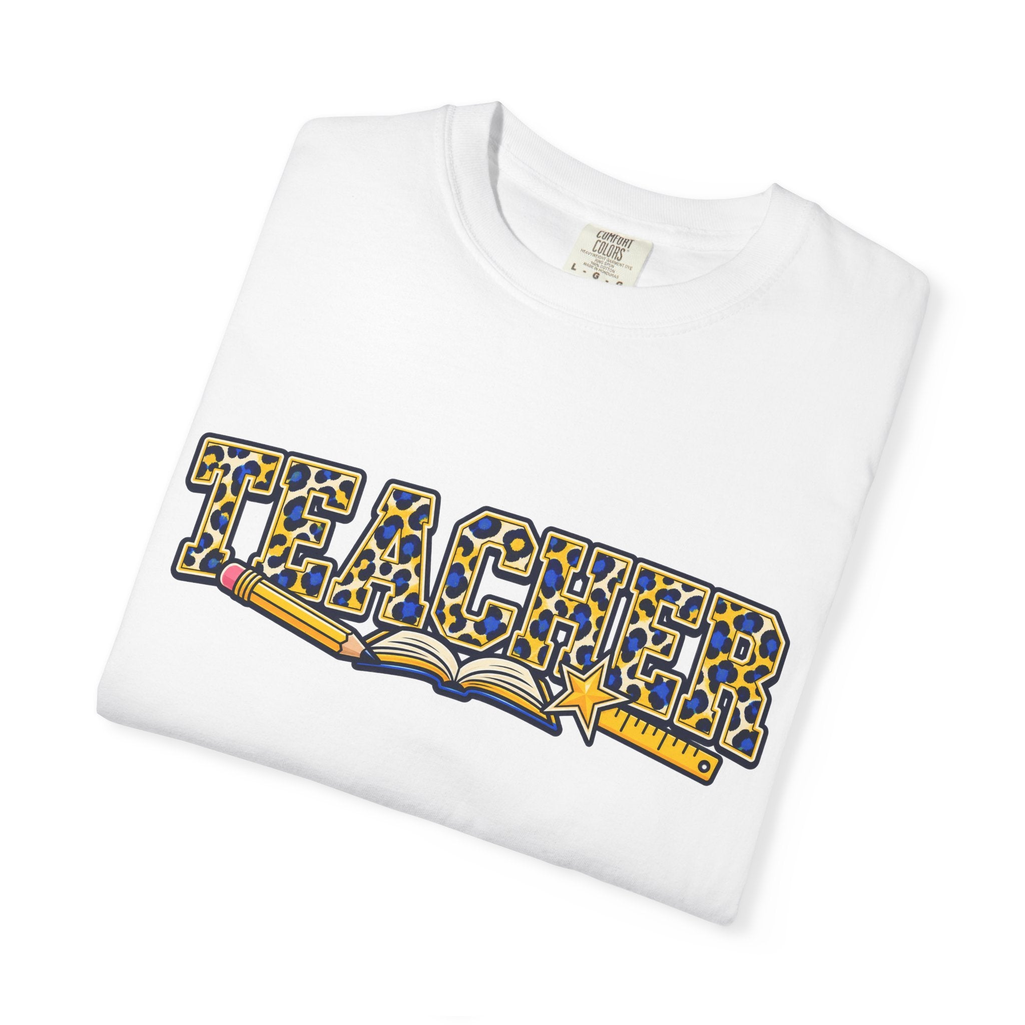 Leopard Print Teacher Comfort Colors® Heavyweight Tee 🍎✏️