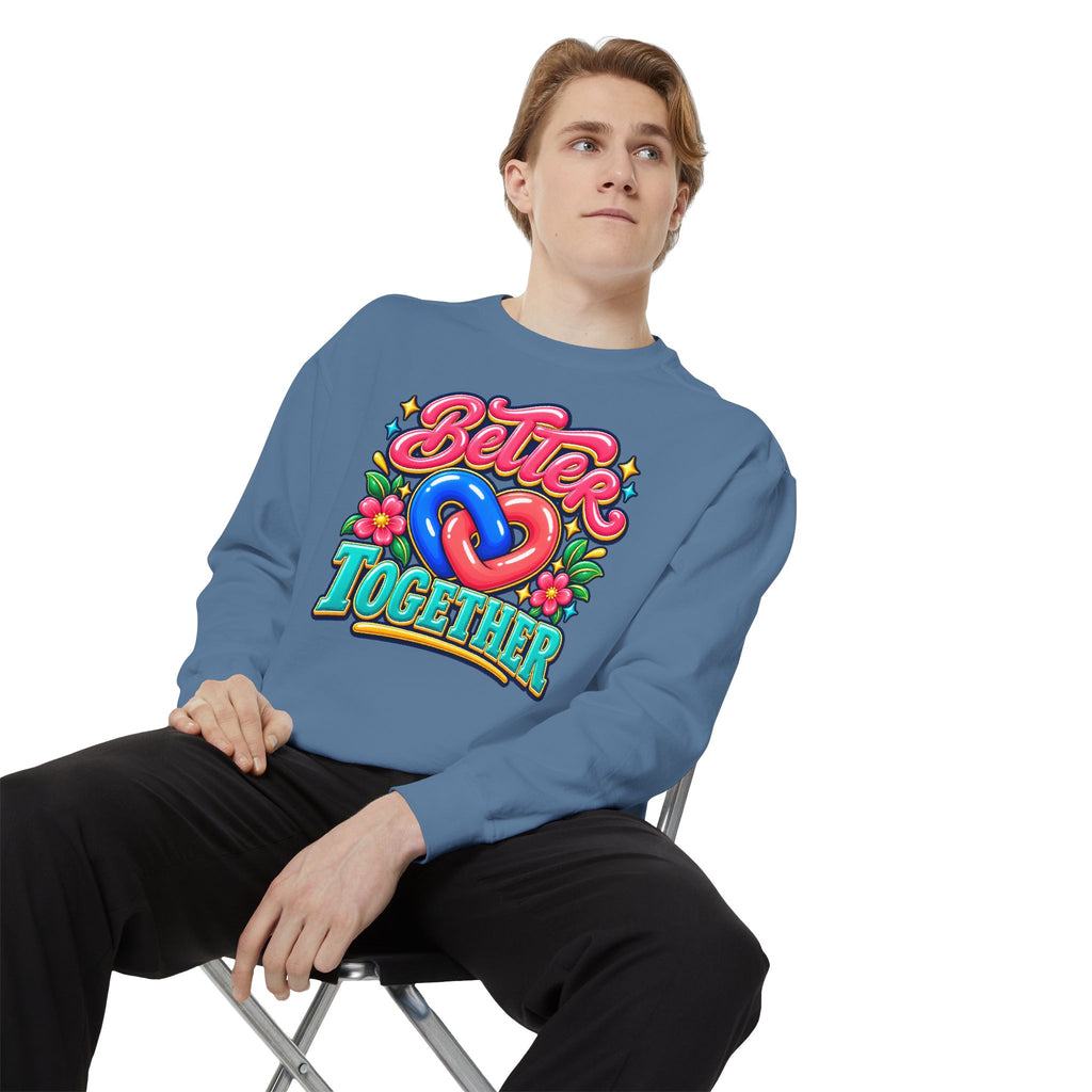 Better Together Heart Sweatshirt — Yellow & Aqua