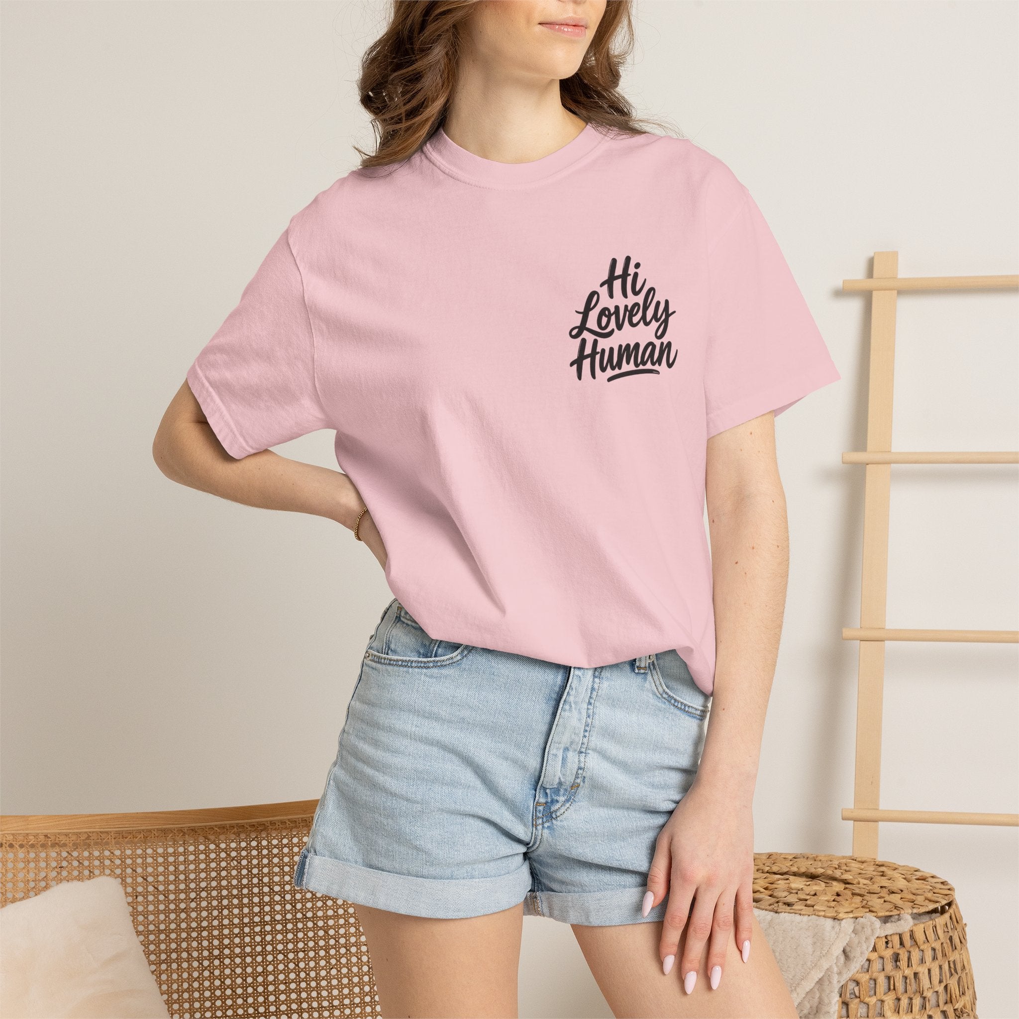 Hi Lovely Human T-Shirt – Positive Message Front & Back Adult Tee
