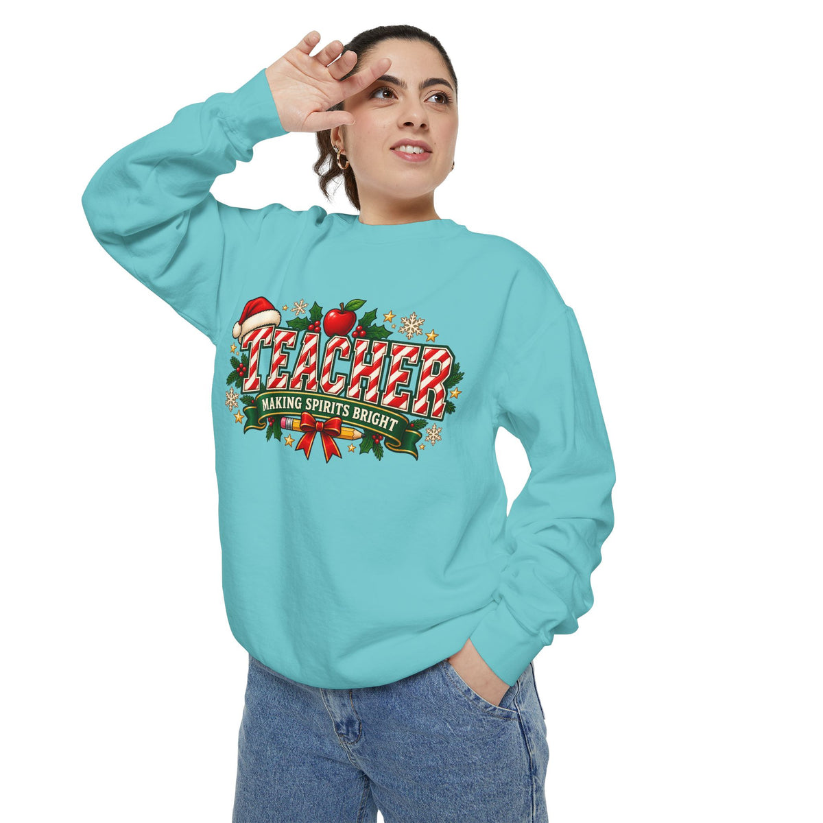Teacher Making Spirits Bright Christmas Sweatshirt