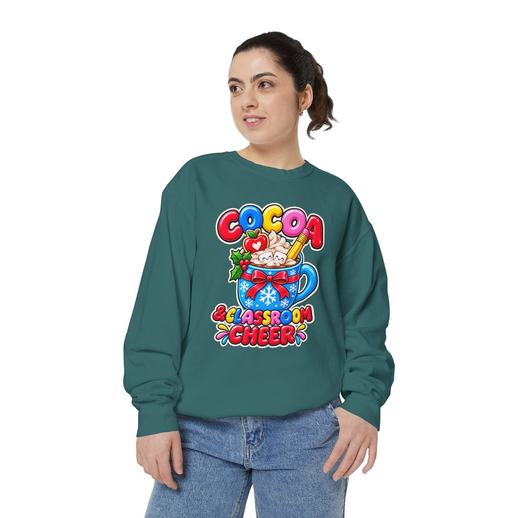 Cocoa and Classroom Cheer Christmas Sweatshirt ☕🍎❄️