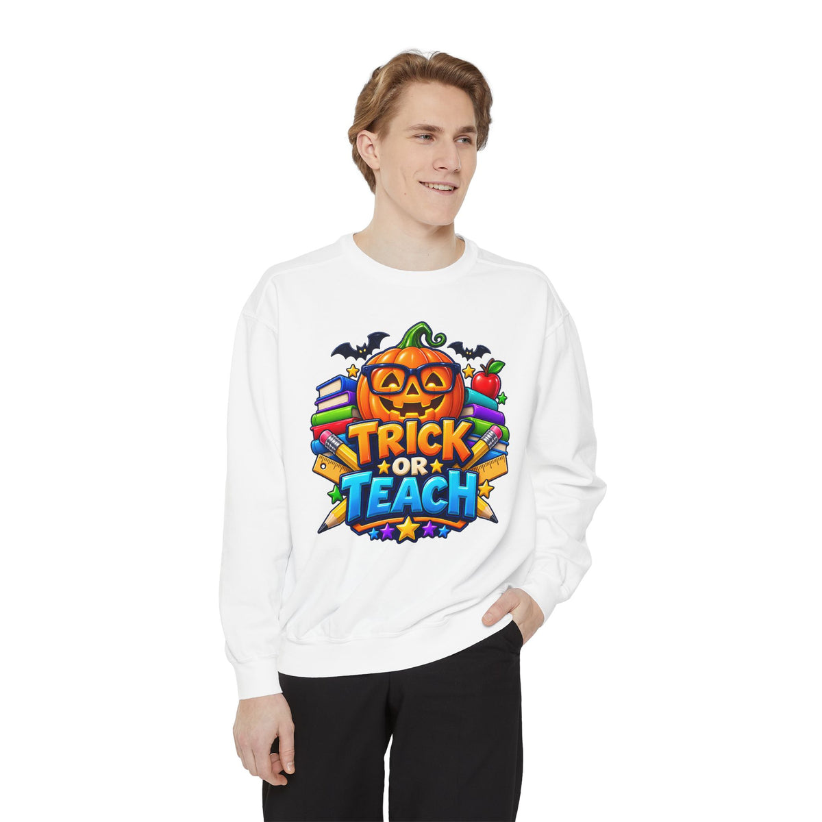 Trick or Teach Halloween Teacher Sweatshirt 🎃📚 | Pumpkin School Crewneck