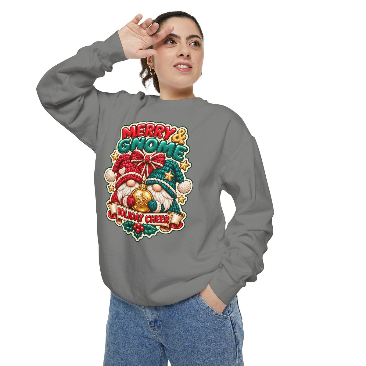 Merry and Gnome Holiday Cheer Sweatshirt — Cute Christmas Design