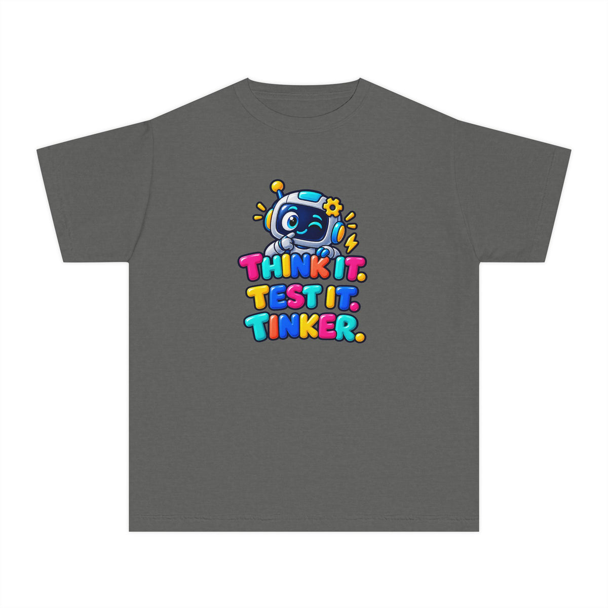 🤖 Think It. Test It. Tinker." Robot STEM Graphic Kids Tee