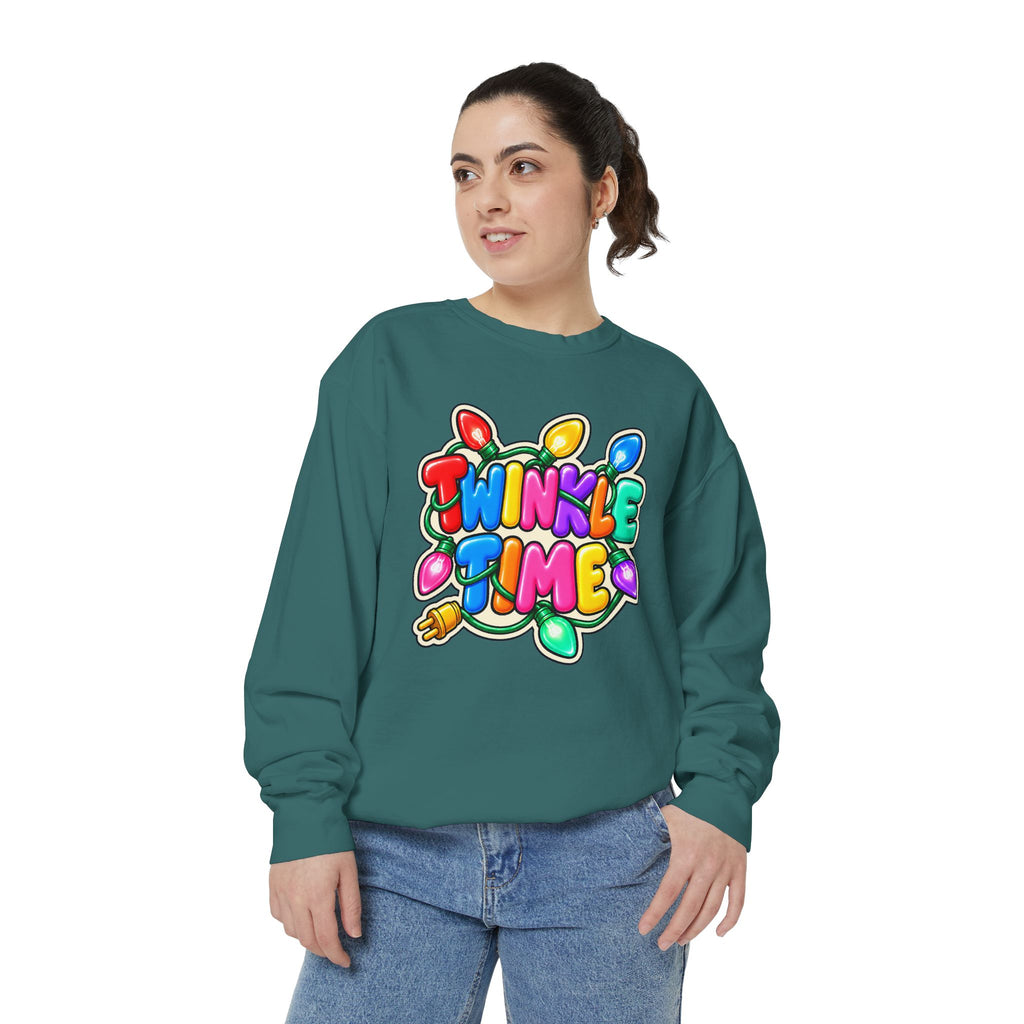 Twinkle Time Christmas - Colorful Holiday Light Graphic  Sweatshirt