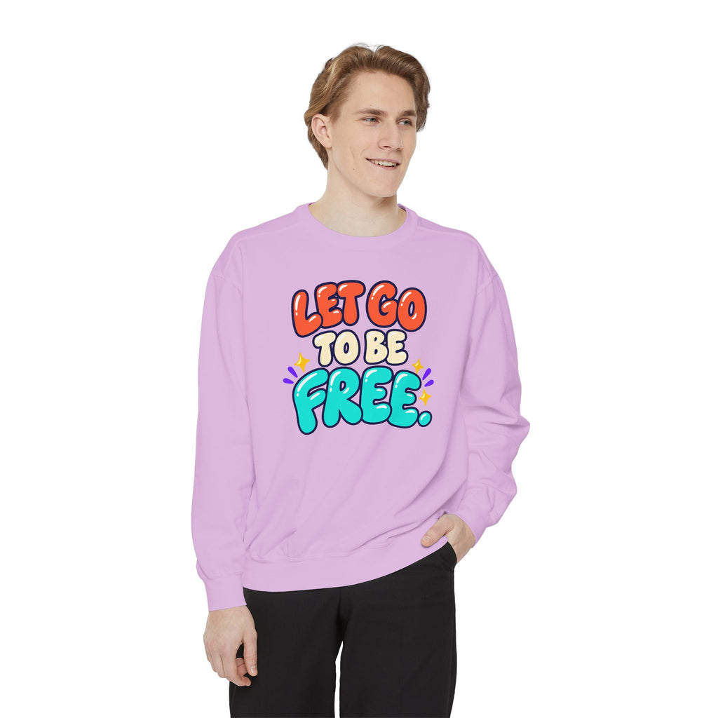 Let Go to Be Free Relaxed-Fit Sweatshirt — Lavender & Gray