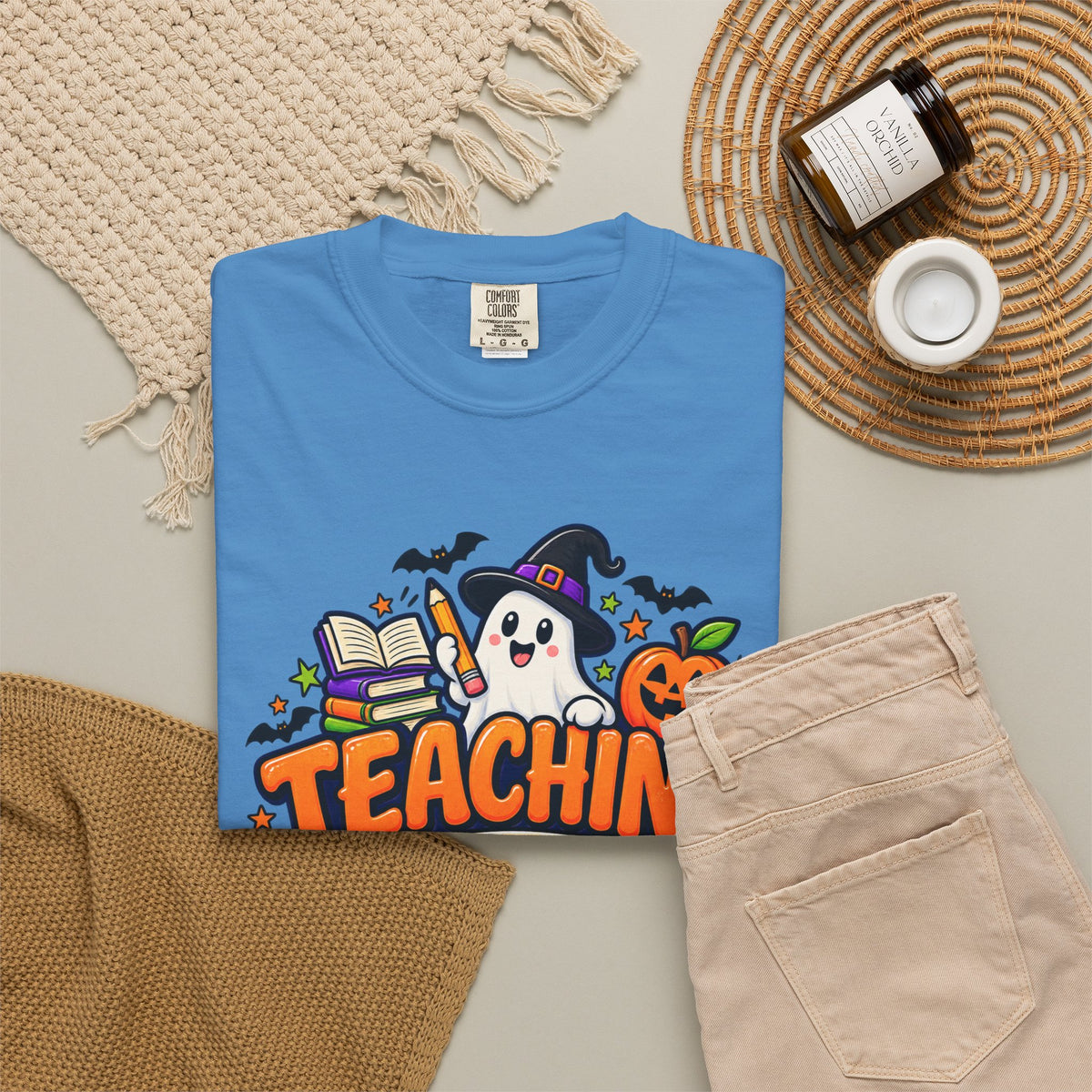 Teaching Is a Treat Halloween T-Shirt — Cute Ghost & Pumpkin Teacher Tee