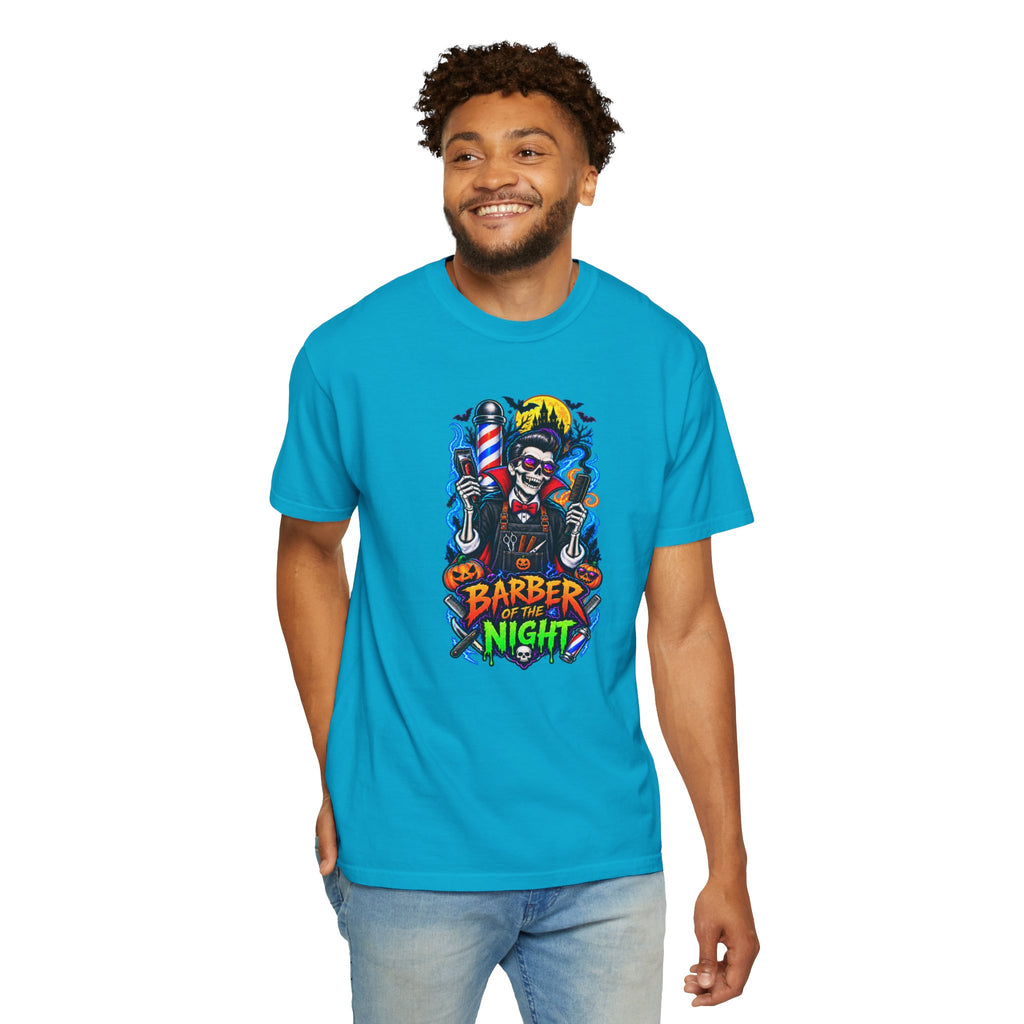 Barber of the Night Halloween Tee – Adult Unisex Barbershop Shirt