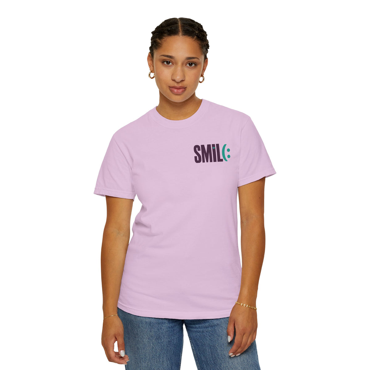 SMIL(: IT’S FREE. Front & Back Garment-Dyed Graphic Tee