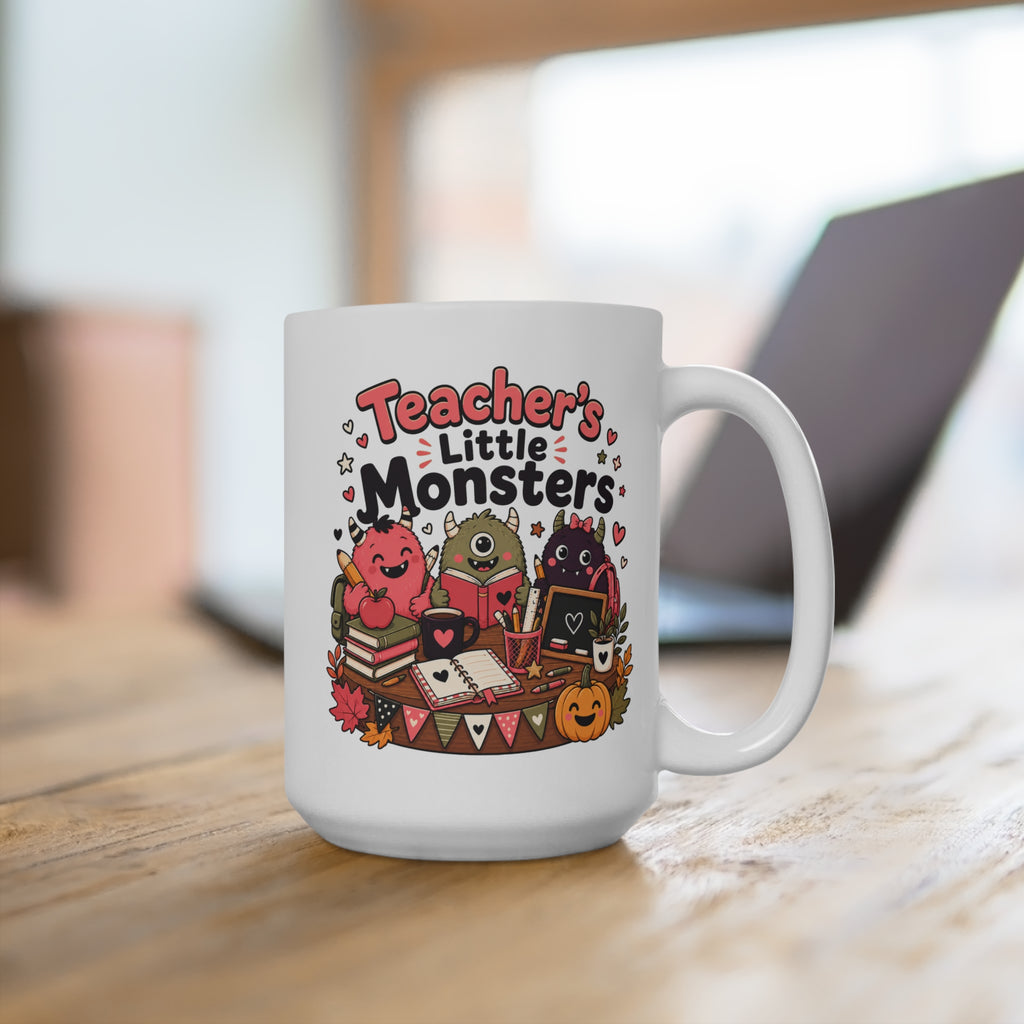 Teacher’s Little Monsters Mug - Cute Halloween Teacher Coffee Cup - Classroom Gift for Educators, Students and Monster Lovers